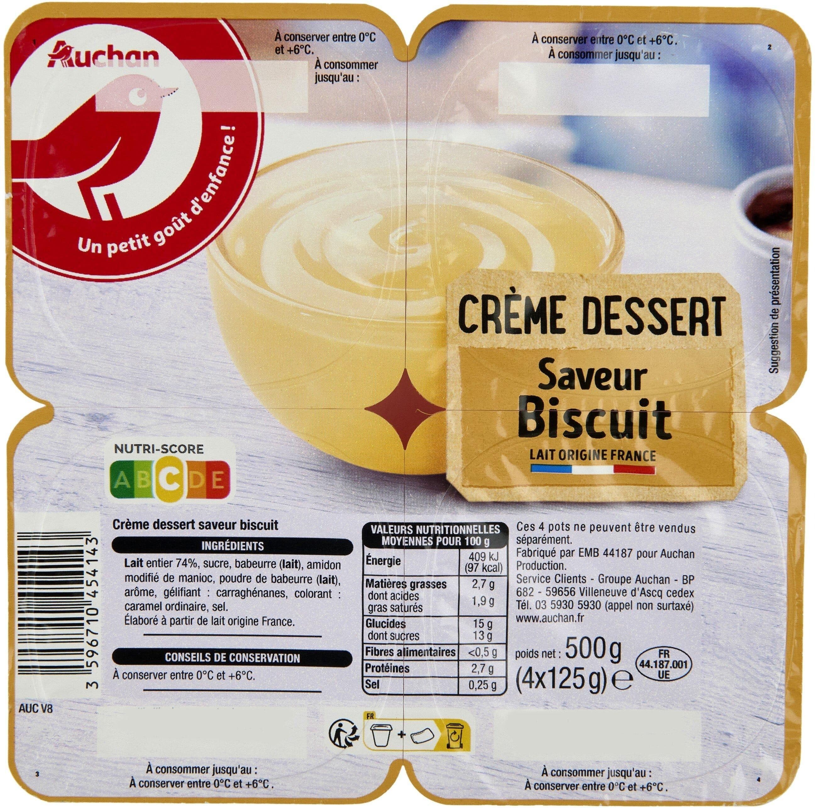Auchan Crème dessert saveur biscuit packshot