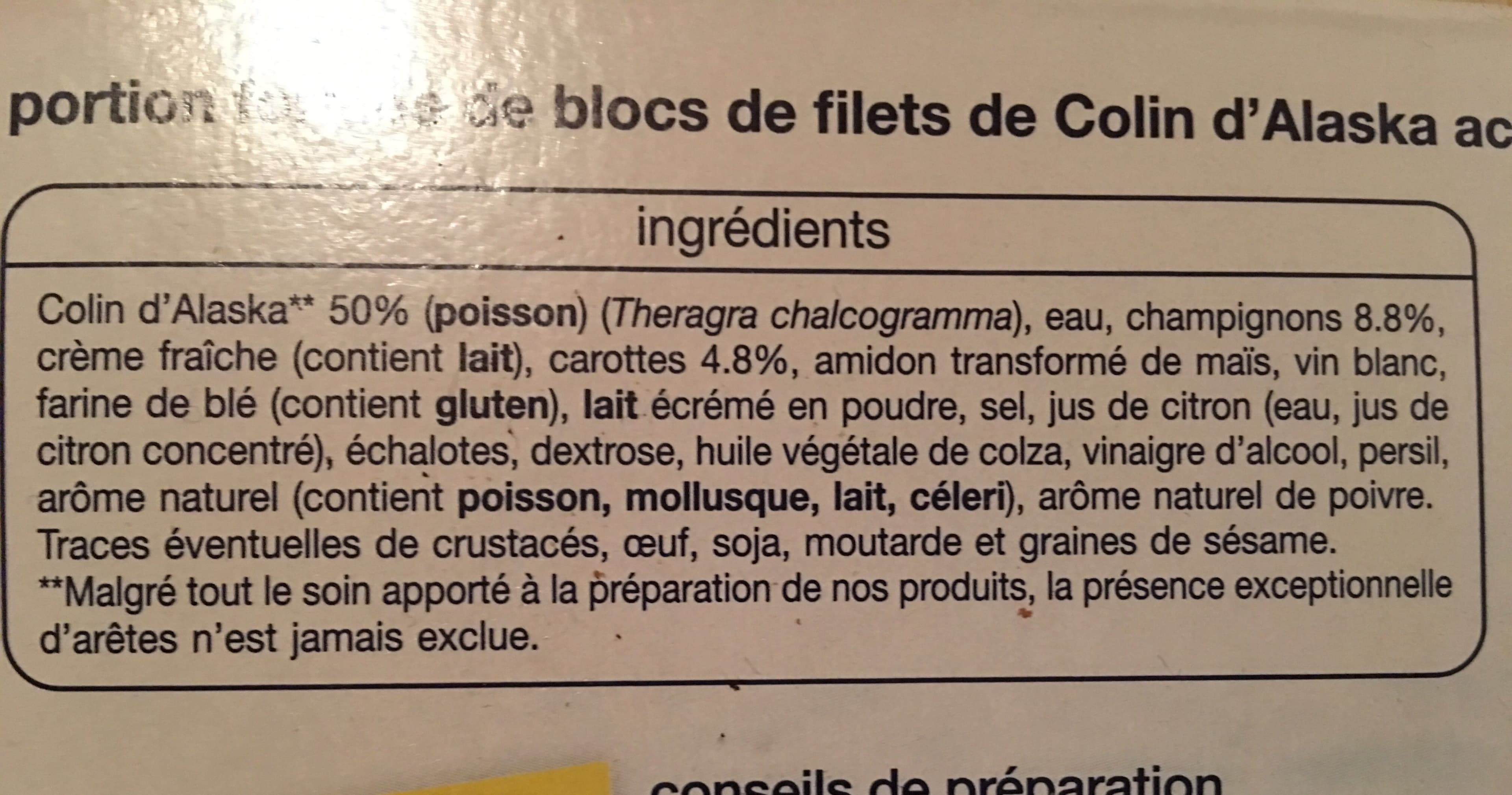 Auchan Colin d'Alaska sauce à la parisienne packshot