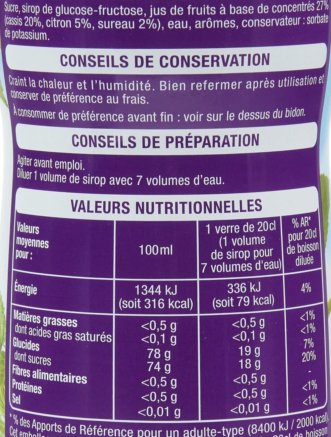 Auchan Sirop de cassis packshot