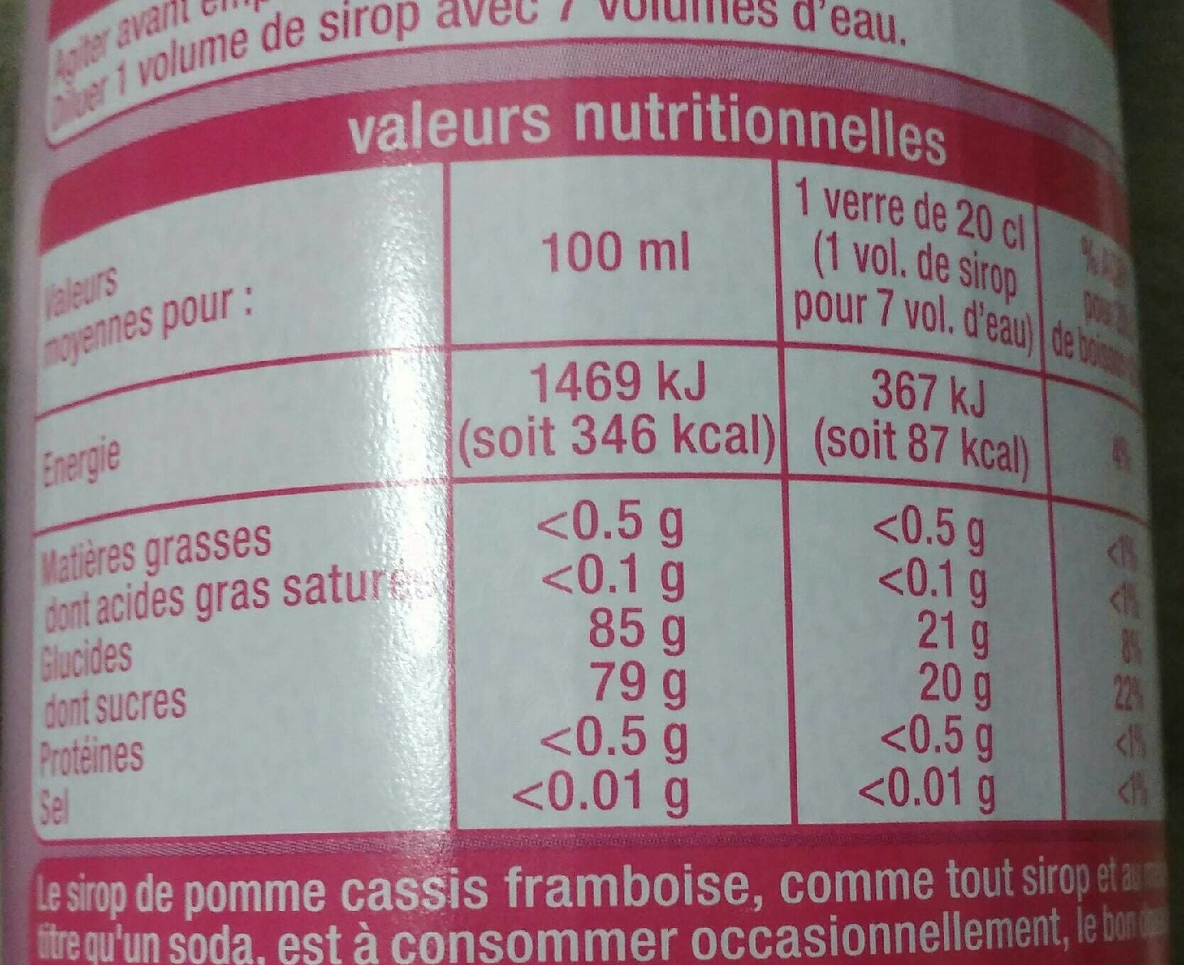 Auchan Sirop de pomme cassis et framboise packshot