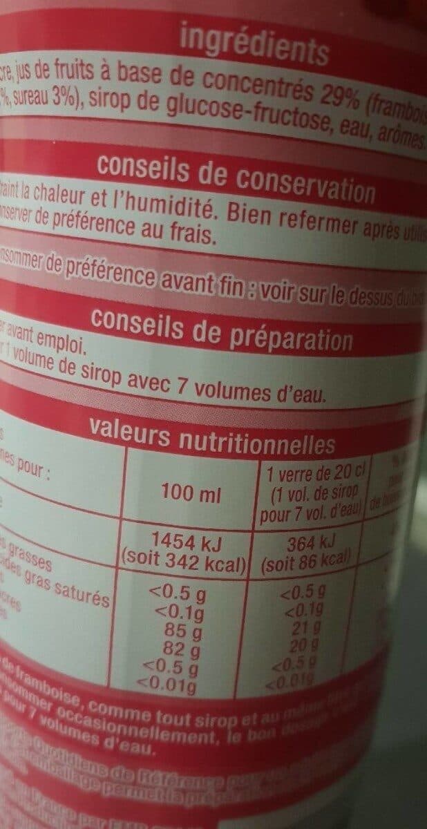 Auchan Sirop de framboise packshot