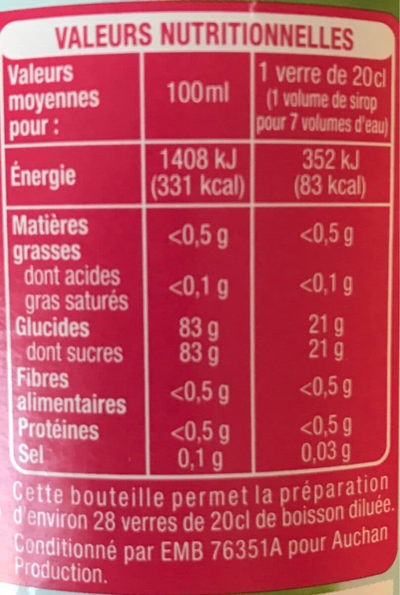 Auchan Sirop de grenadine packshot