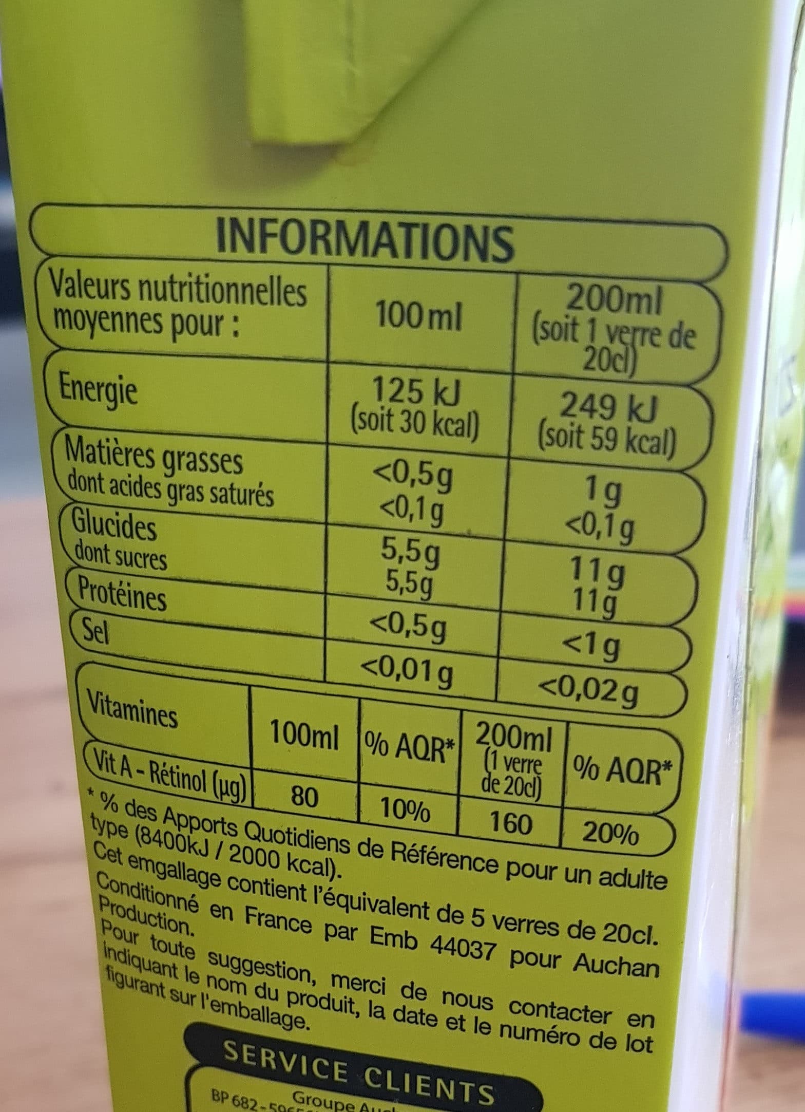Auchan Nectar multifruits à base de concentrés - Teneur en fruits : 50% minimum packshot