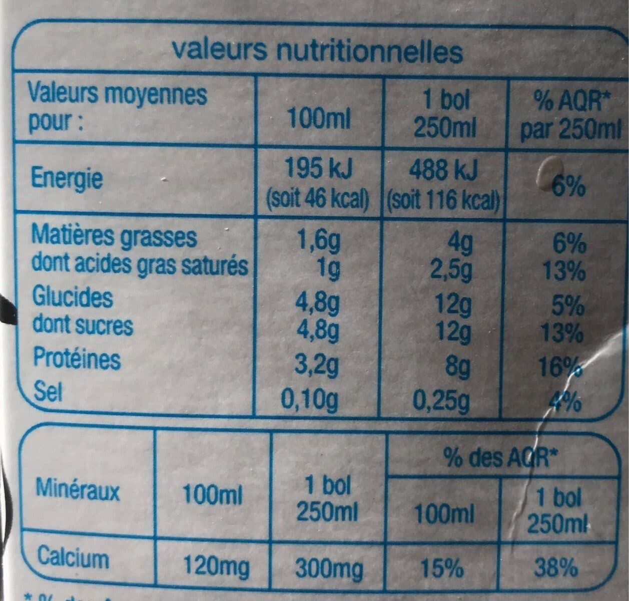 Auchan Lait demi-écrémé des Hauts de France packshot
