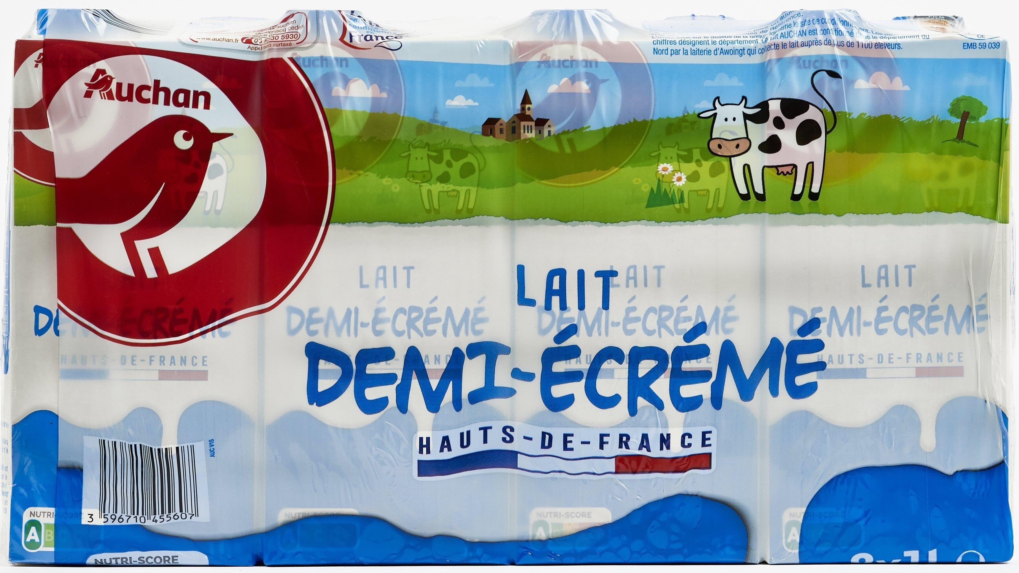 Auchan Lait demi-écrémé des Hauts de France packshot