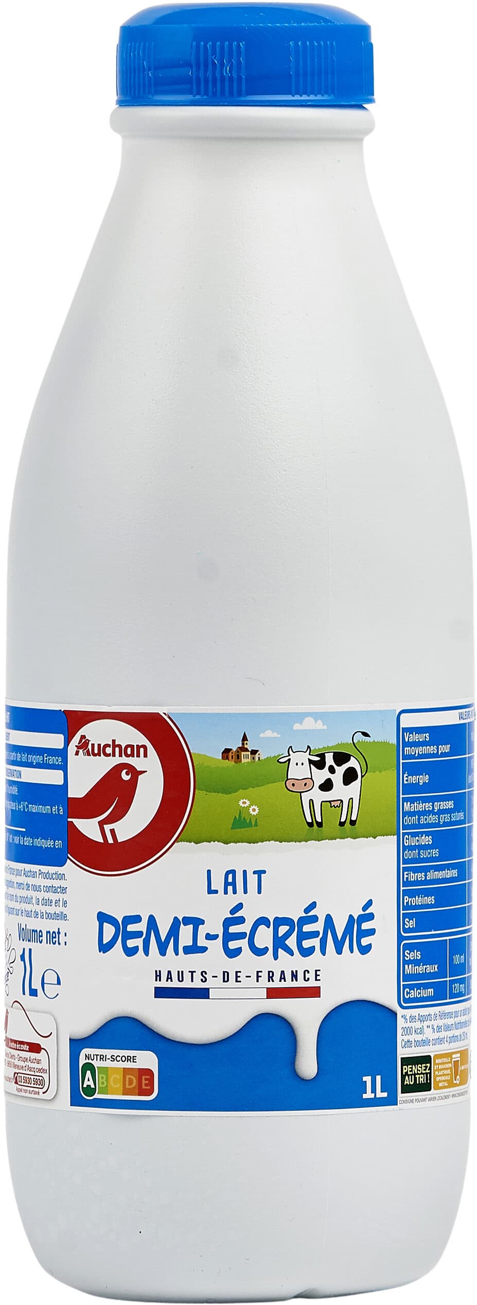 Auchan Lait demi écrémé Hauts de France packshot