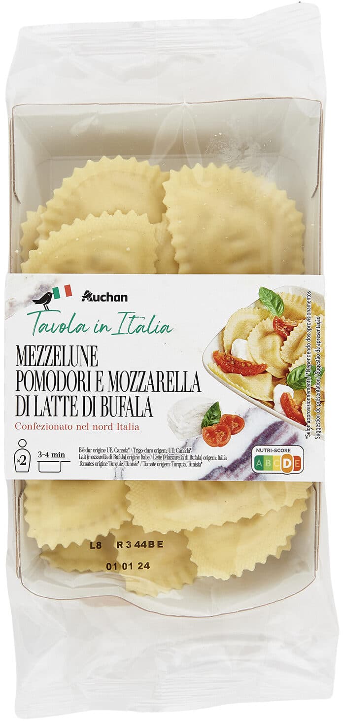 Auchan Mezzelune pomodori e mozzarella di latte di bufala packshot