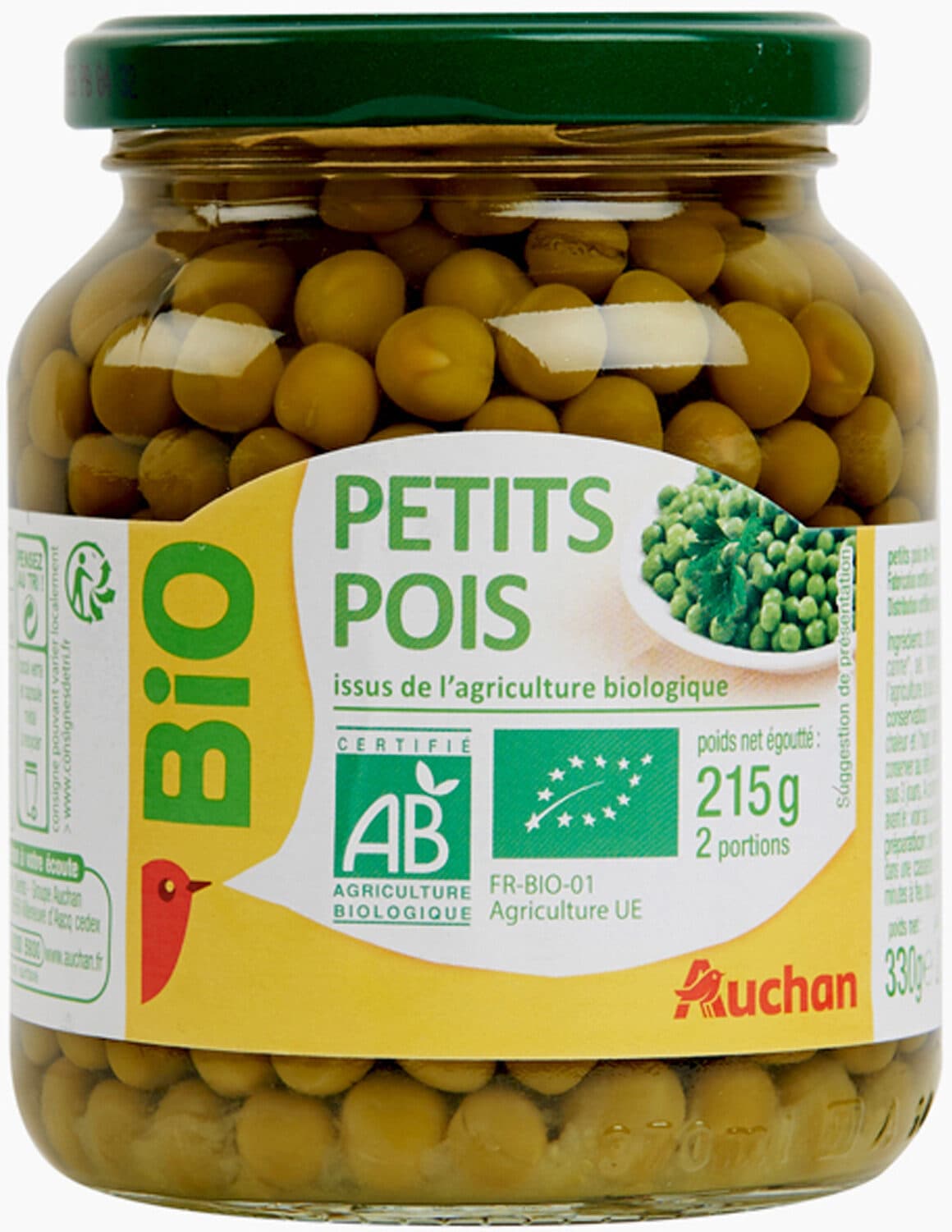 Auchan Petits pois Bio packshot