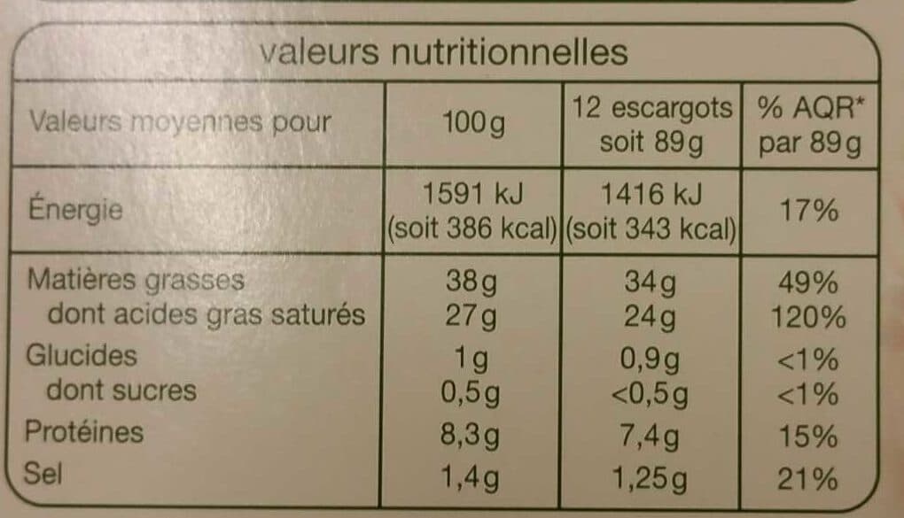 Auchan 48 escargots préparés Recette à la Bourguignonne, Belle grosseur packshot
