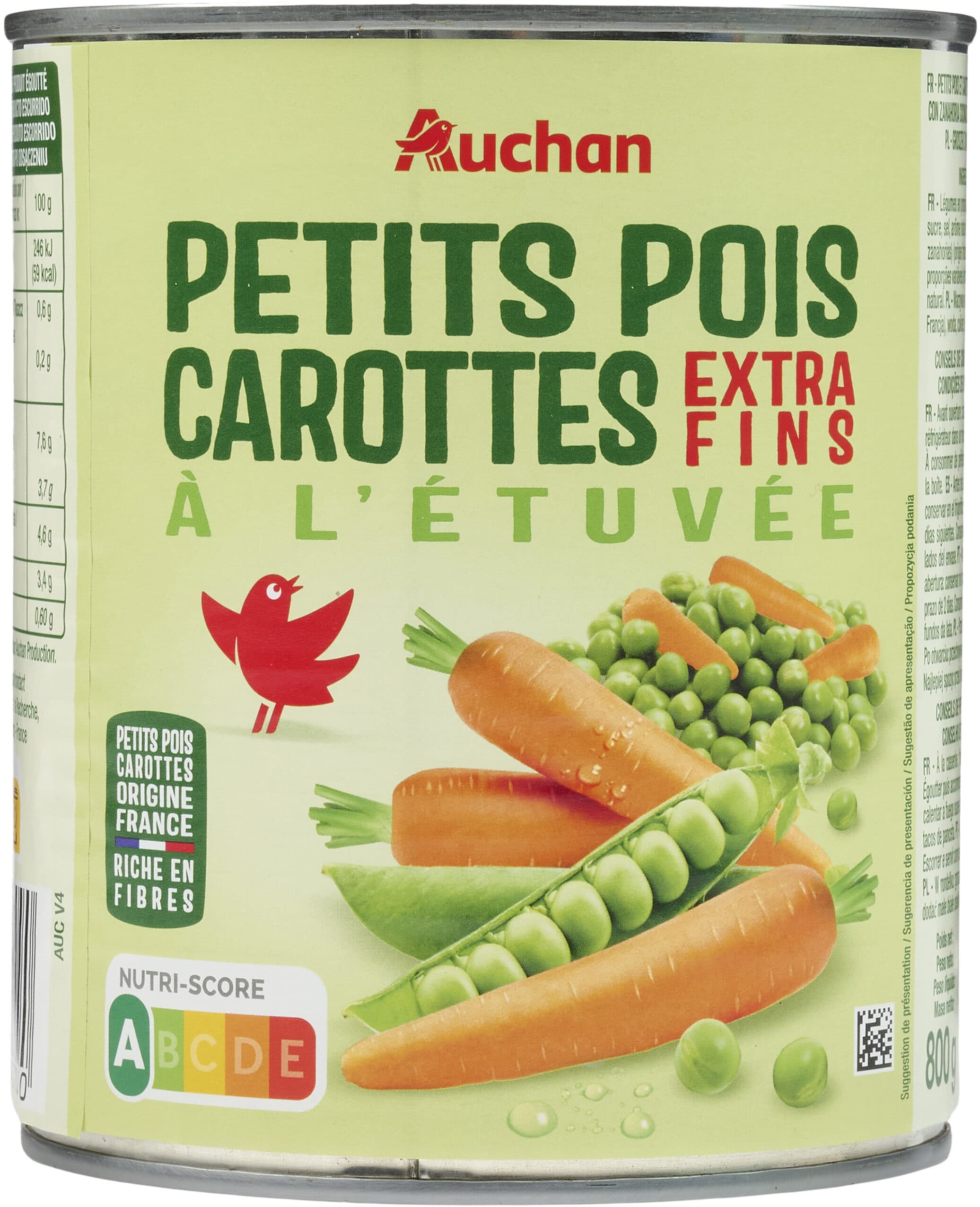 Auchan Petits pois extra-fins et carottes à l'étuvée packshot