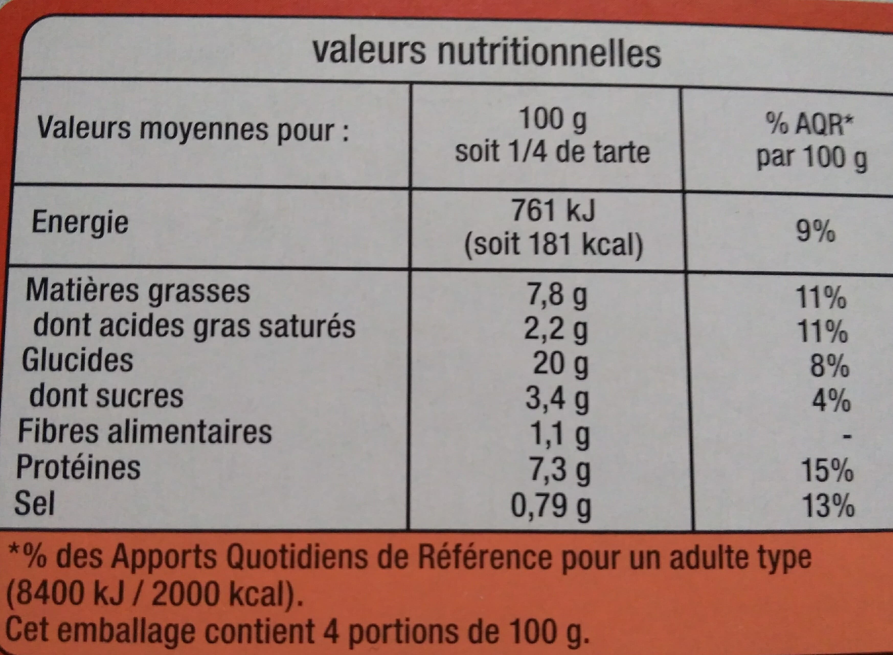 Auchan Tarte saumons, poireaux à la crème fraiche packshot