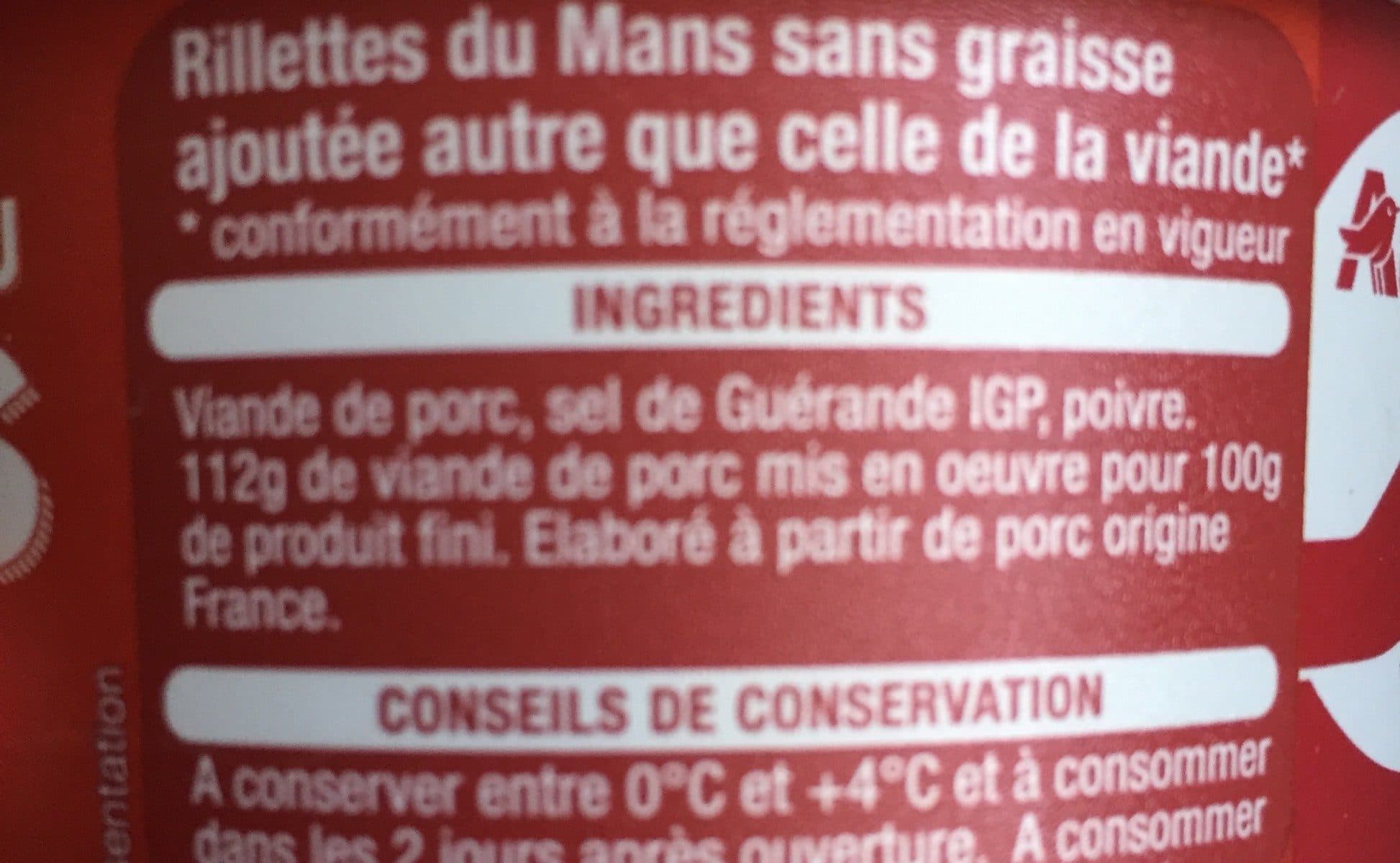 Auchan Rillettes du Mans pur porc sans conservateur sans graisse ajoutée packshot