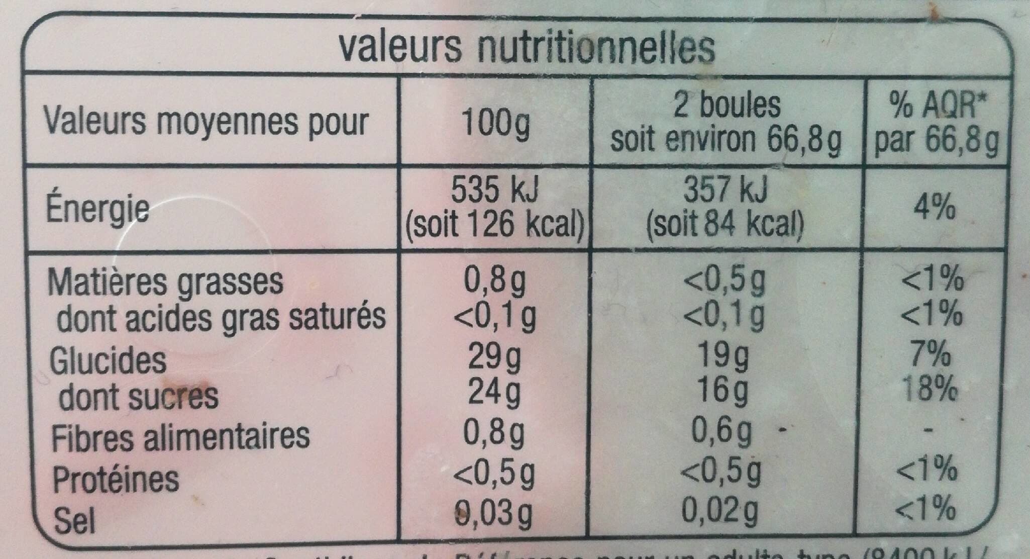 Auchan sorbet plein fruitFRAMBOISEavec morceaux packshot