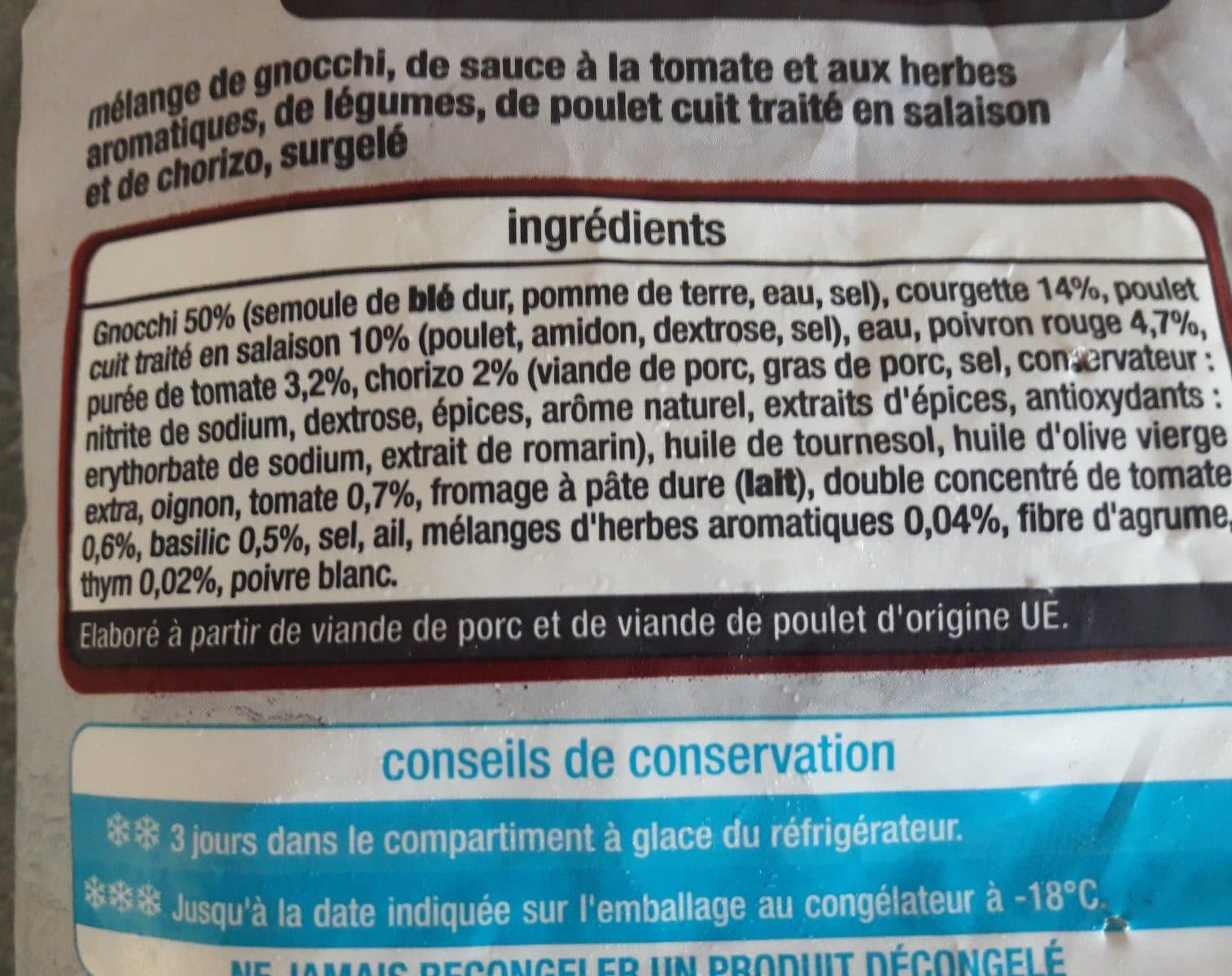 Auchan Gnocchis légumes du soleil poulet et chorizo packshot