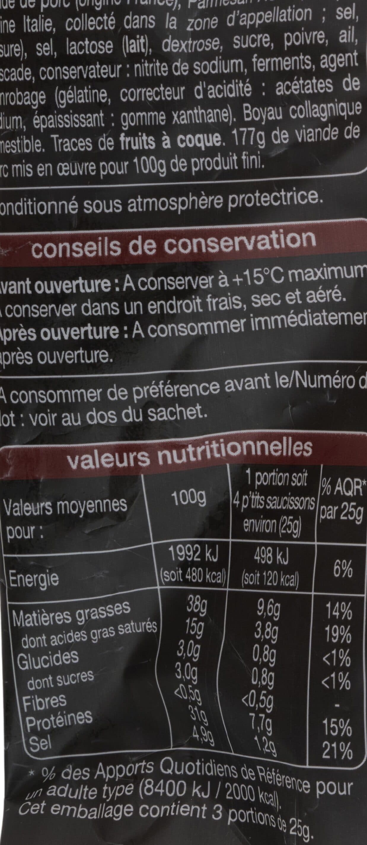 Auchan P'tits saucissons secs parmesan packshot
