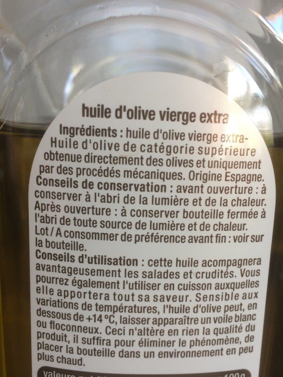 Auchan Huile d'olive vierge extra. Origine: Espagne. packshot