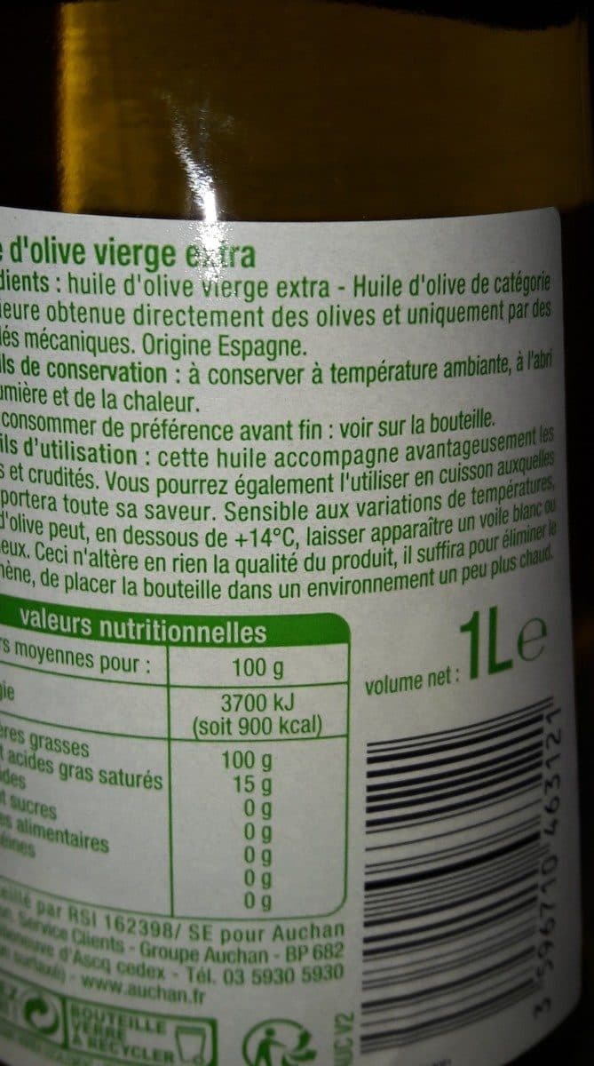 Auchan Huile d'olive vierge extra Puissante. Origine: Espagne packshot