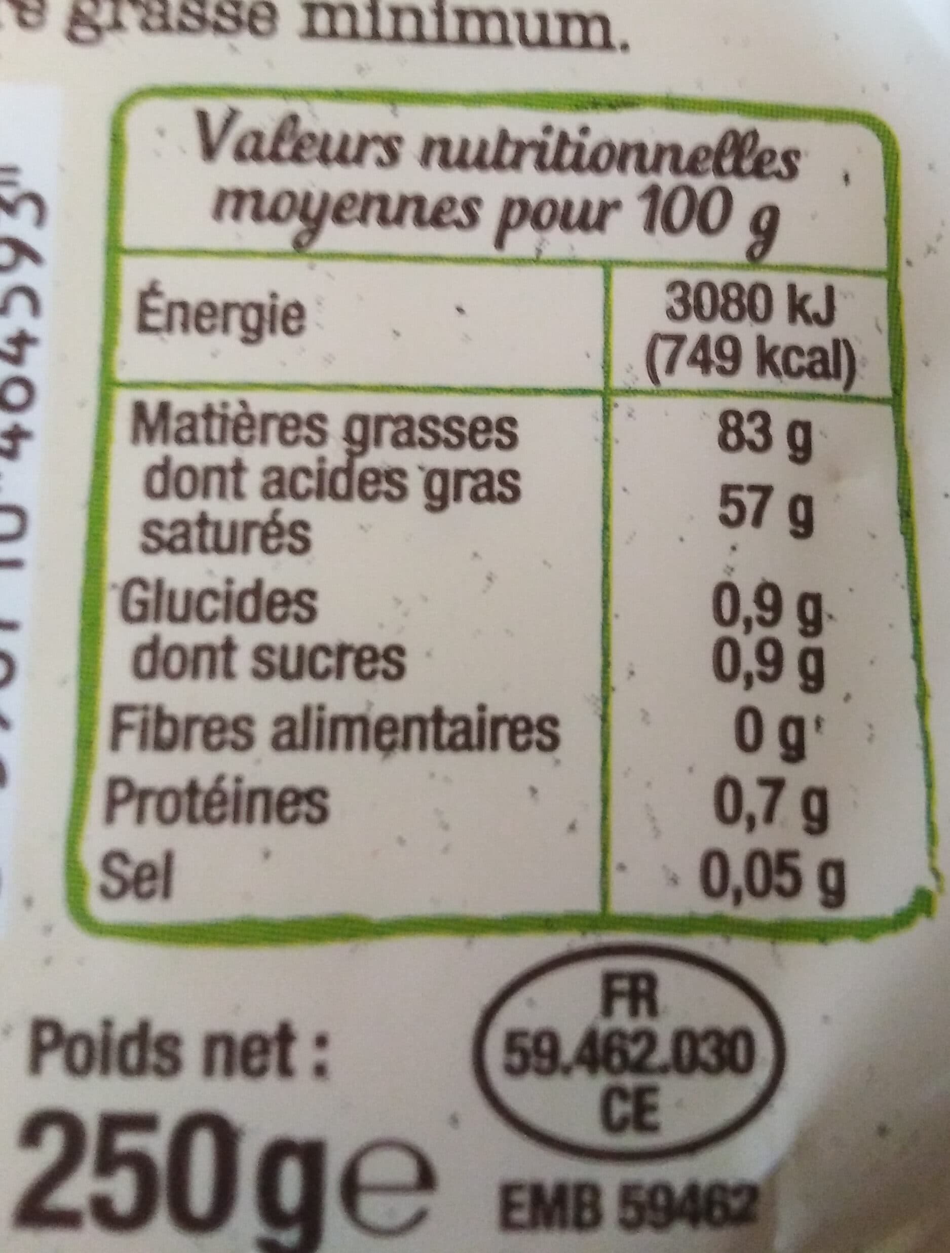 Auchan BIOBeurre moulé DOUX packshot