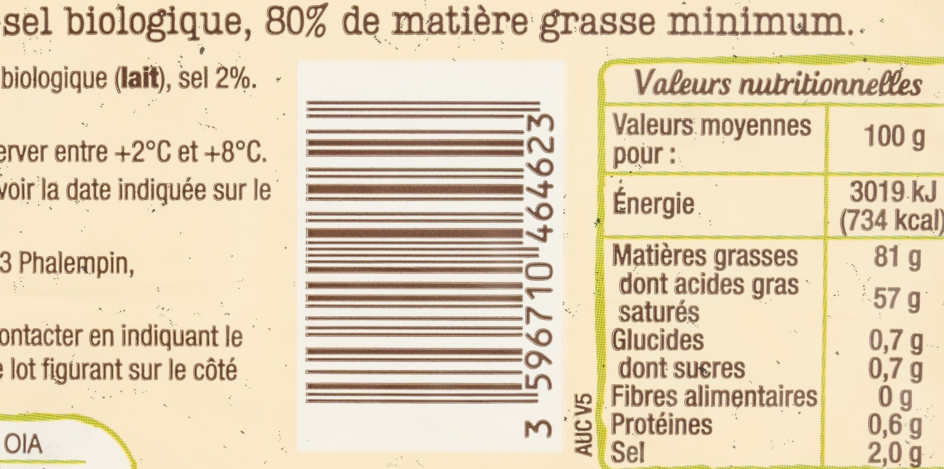 Auchan BIOBeurre moulé DEMI-SEL packshot