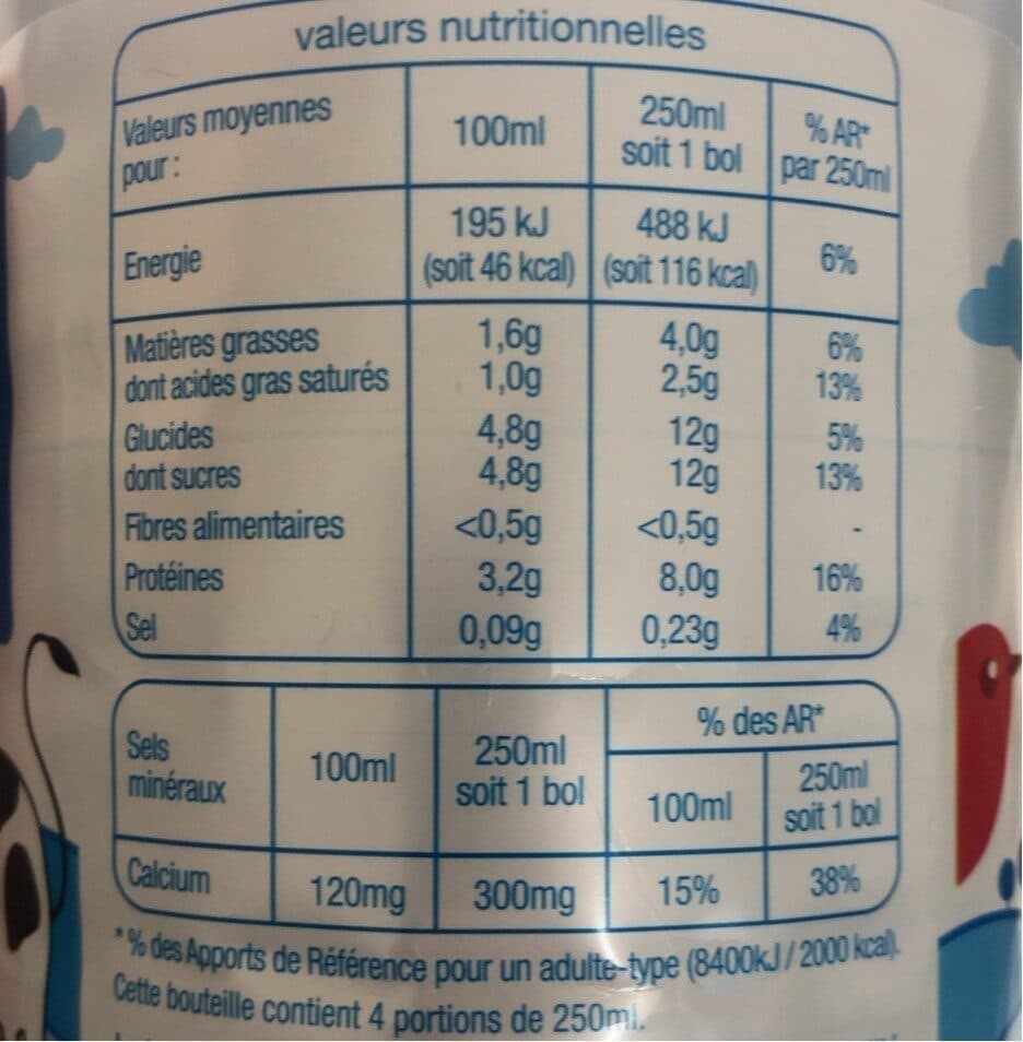 Auchan Auchanlait demi-écréméorigine France packshot