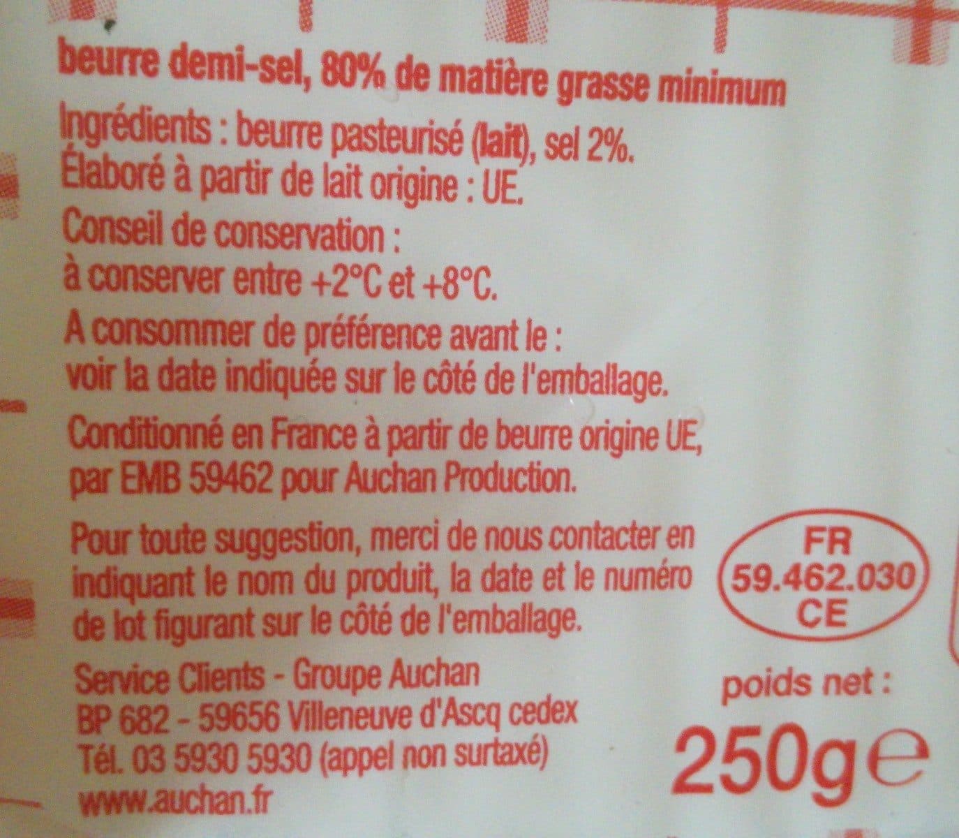 Auchan Beurre mouléDemi-sel packshot