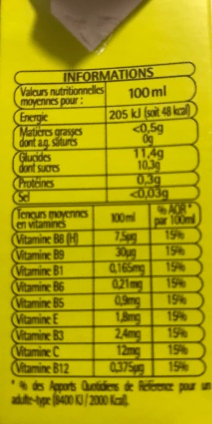 Auchan Nectar multifruits à base de concentrés. Teneur en fruits : 50 % minimum. packshot