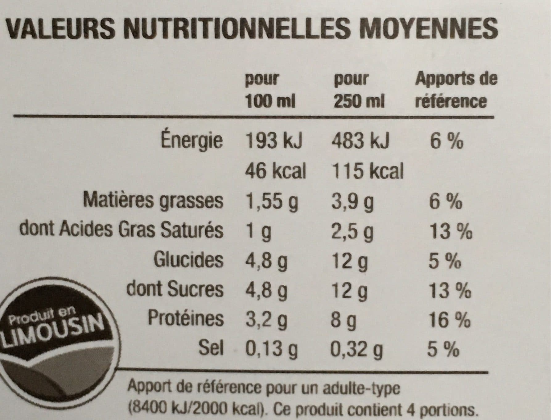 Laiterie Les fayes Le lait bio des Limousins packshot