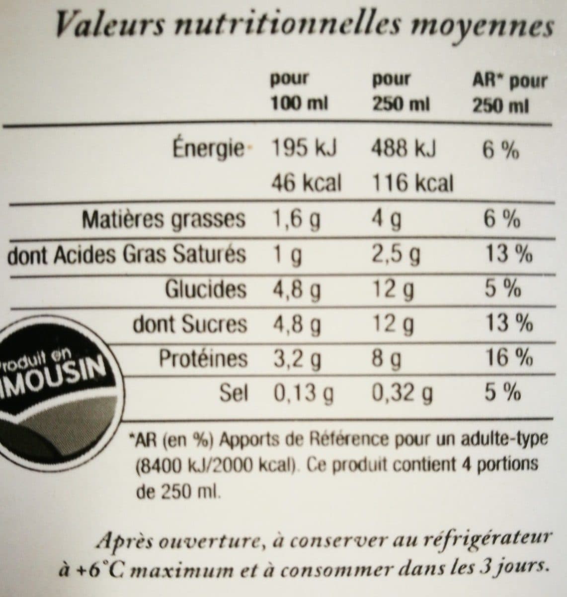 Laiterie les fayes Le lait des Limousins packshot