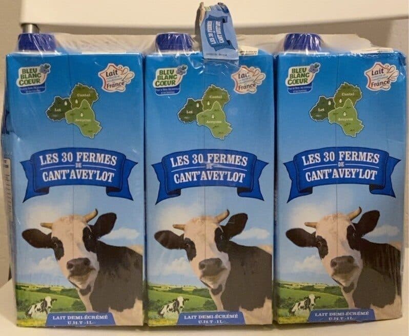Open Food Facts Lait 1 / 2 écrémé, La Vallée Du Lot 6x1l packshot