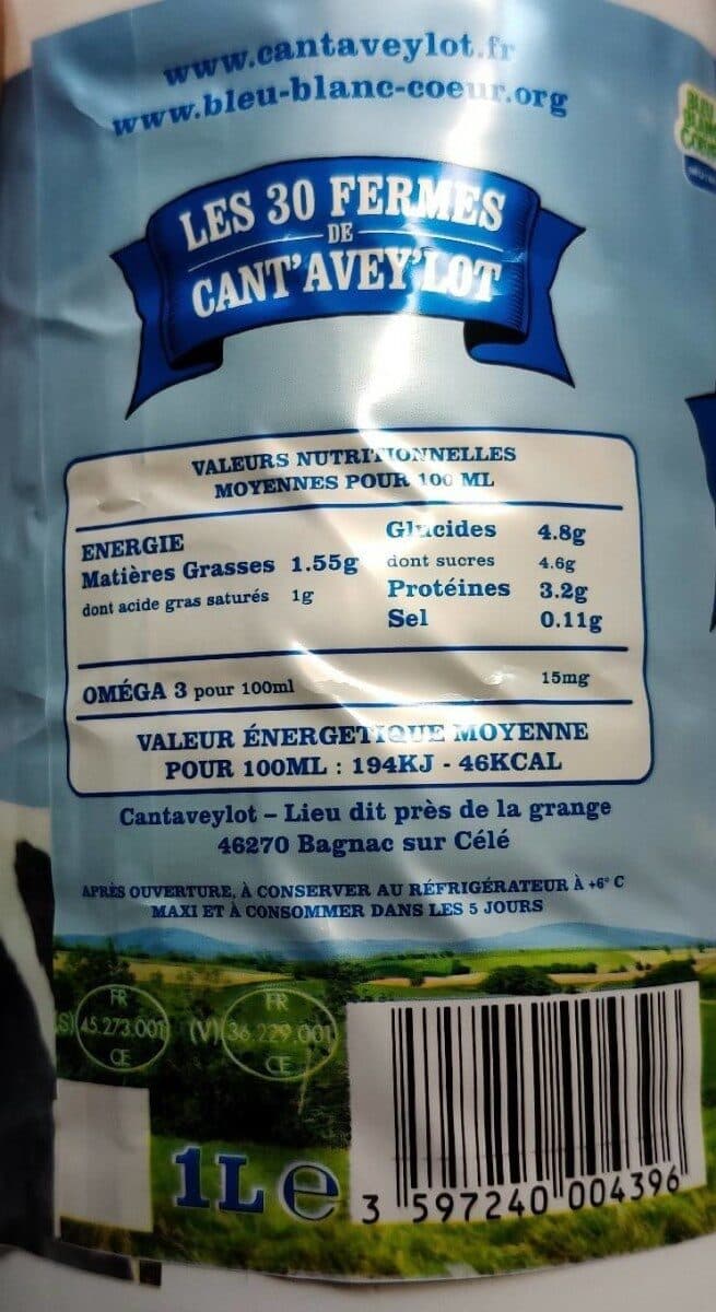 Les 30 fermes de can’t avey’lot Lait demi écrémé packshot