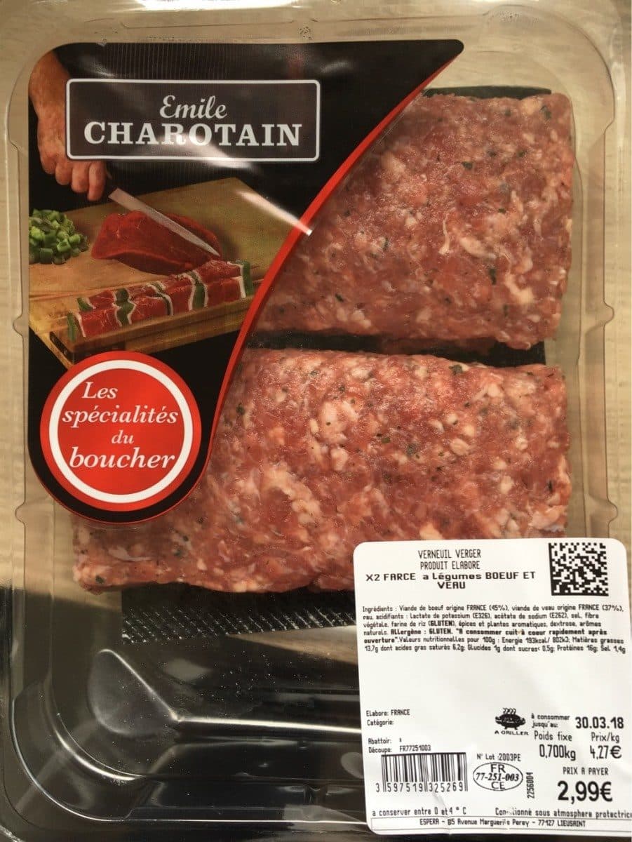 Open Food Facts Farce à legumes Boeuf et veau packshot