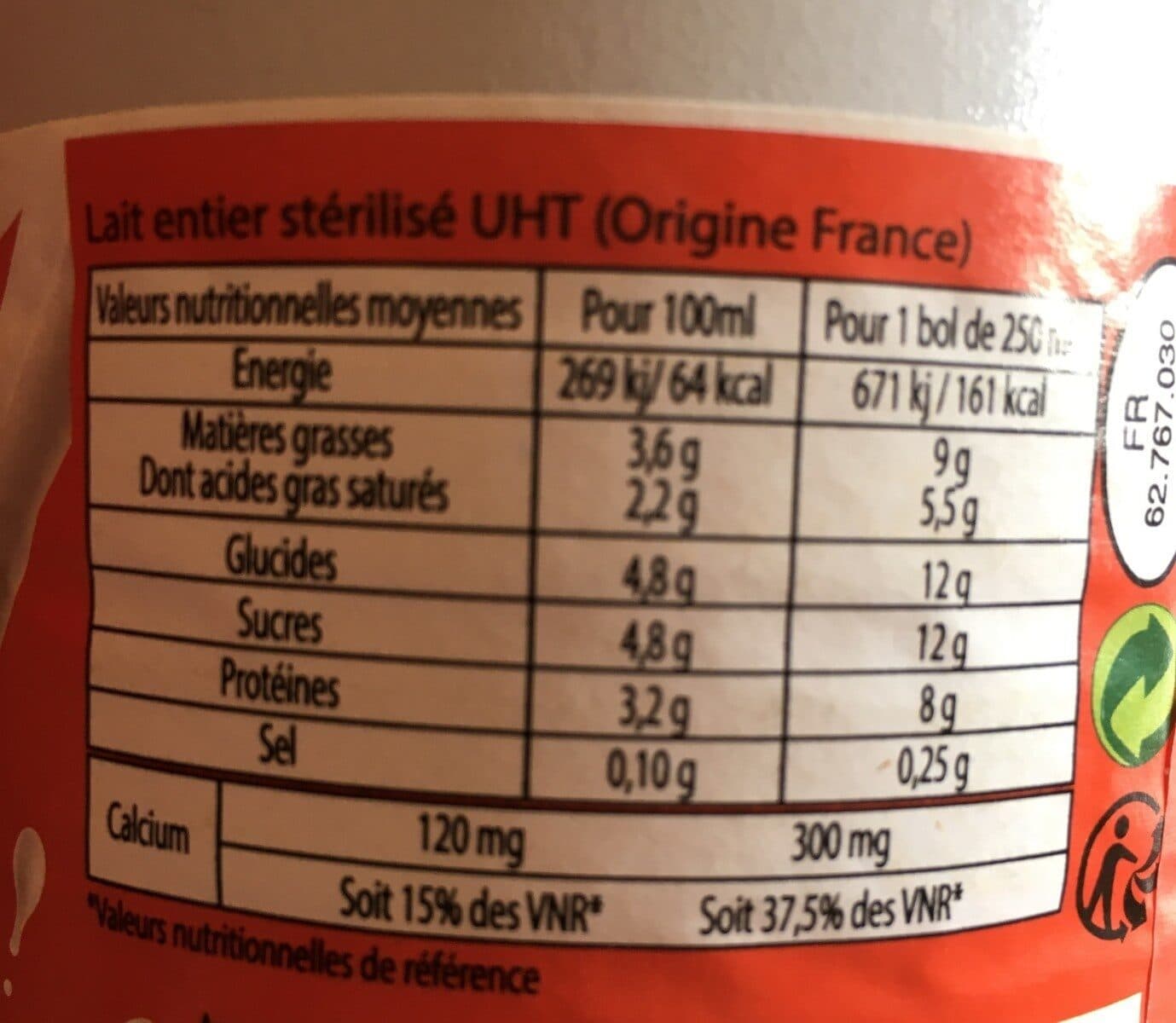 Open Food Facts Lait entier packshot