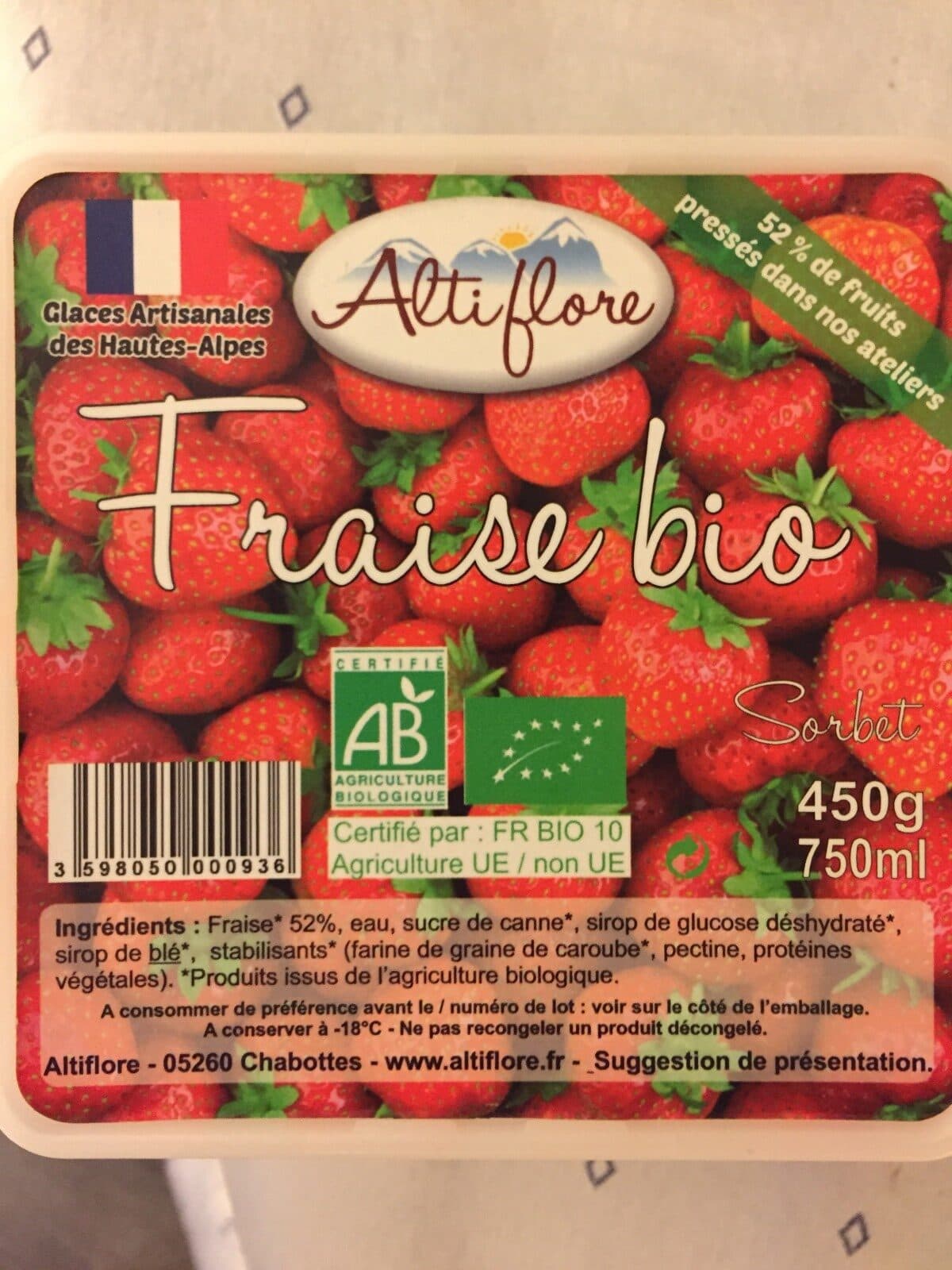 Alti Flore Alti Flore sorbet fraise bio packshot