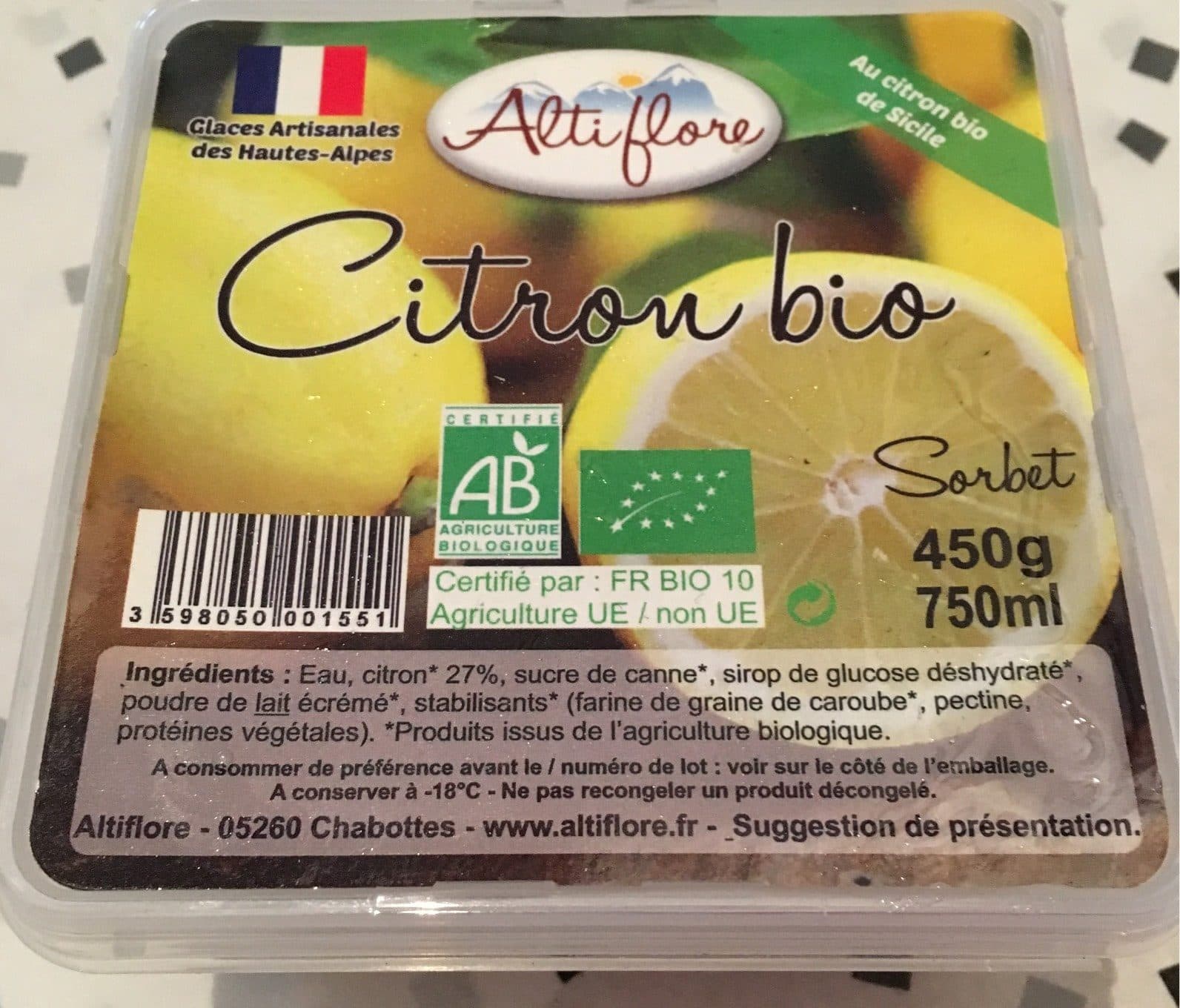 Altiflore Citron bio packshot