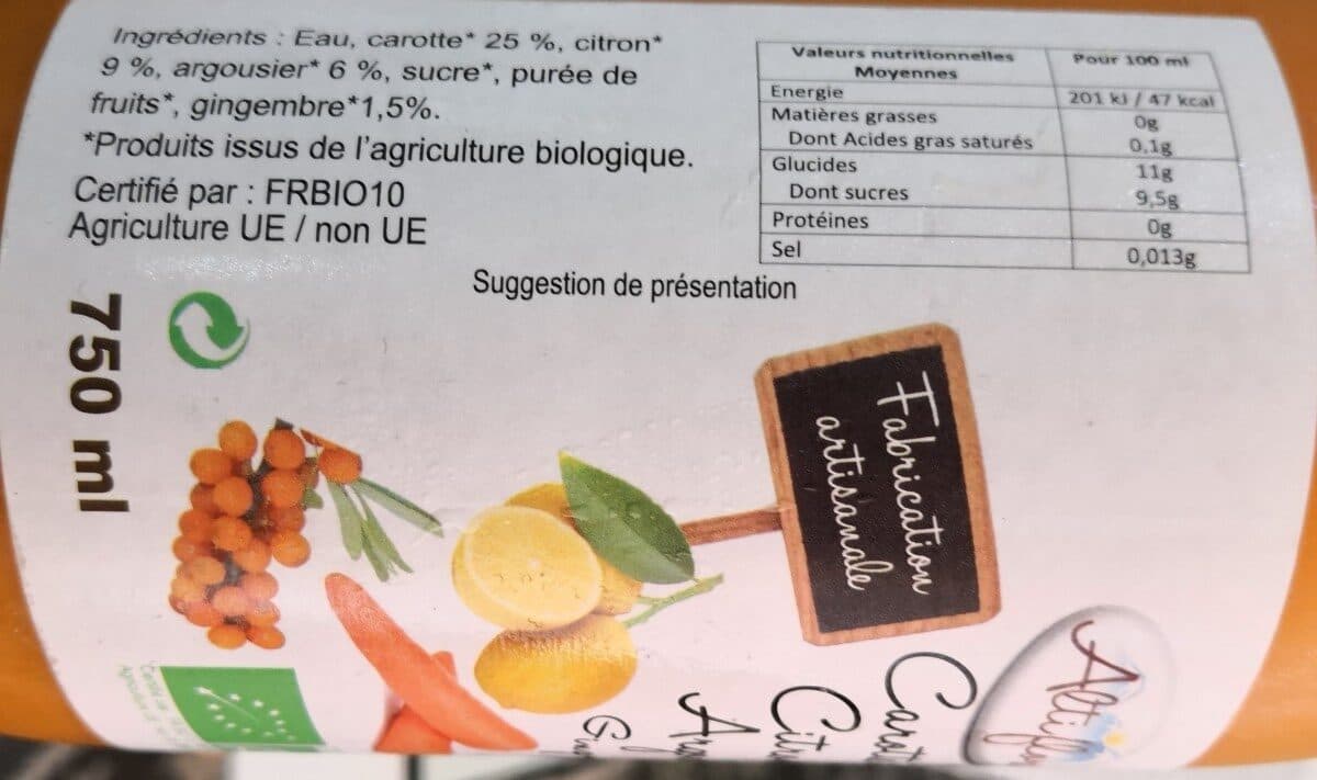 Altiflore Boisson, carotte, argousier, citron, gingembre packshot
