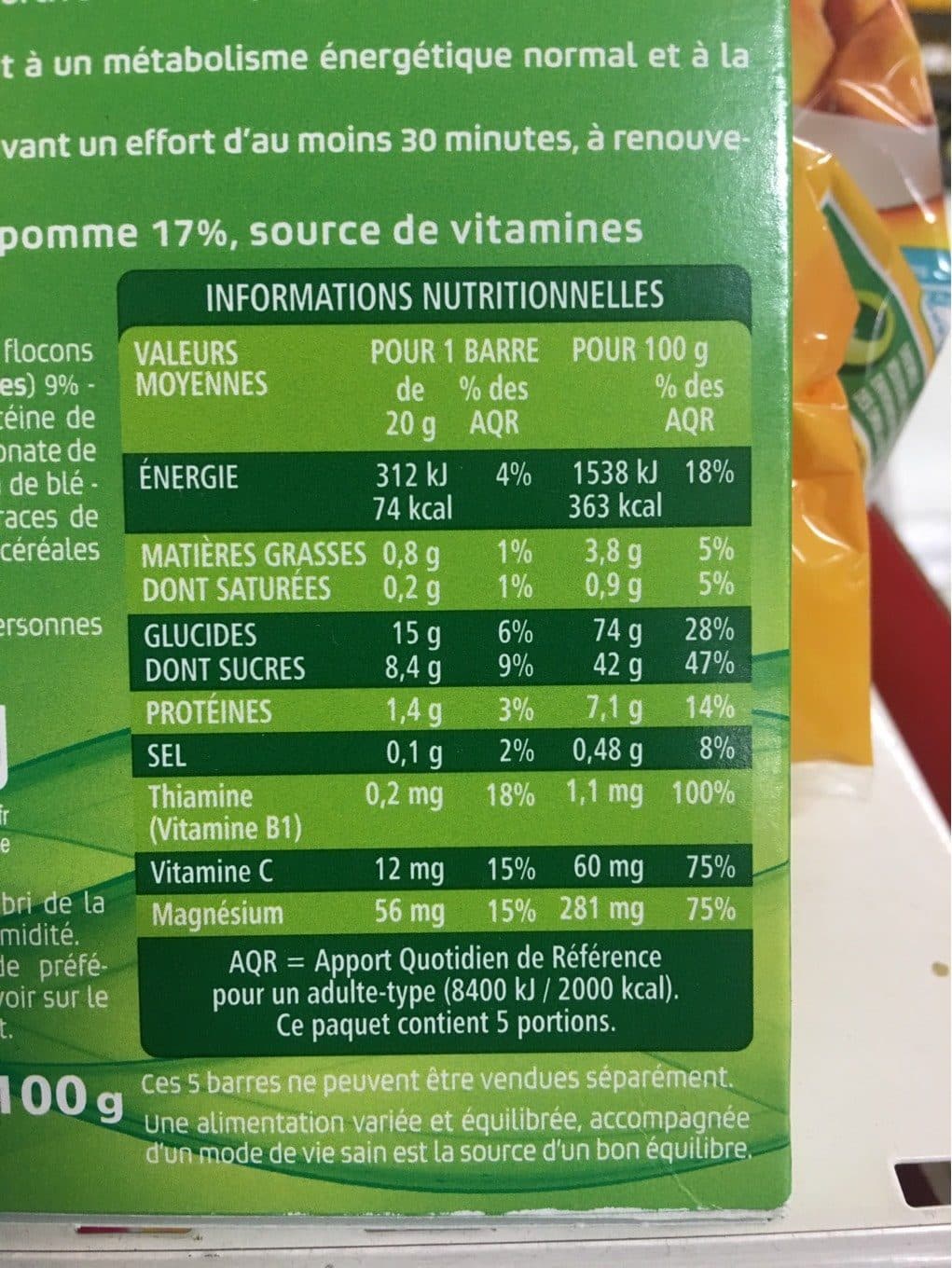 Go sport Energy bar avant l'effort saveur pomme x5 packshot