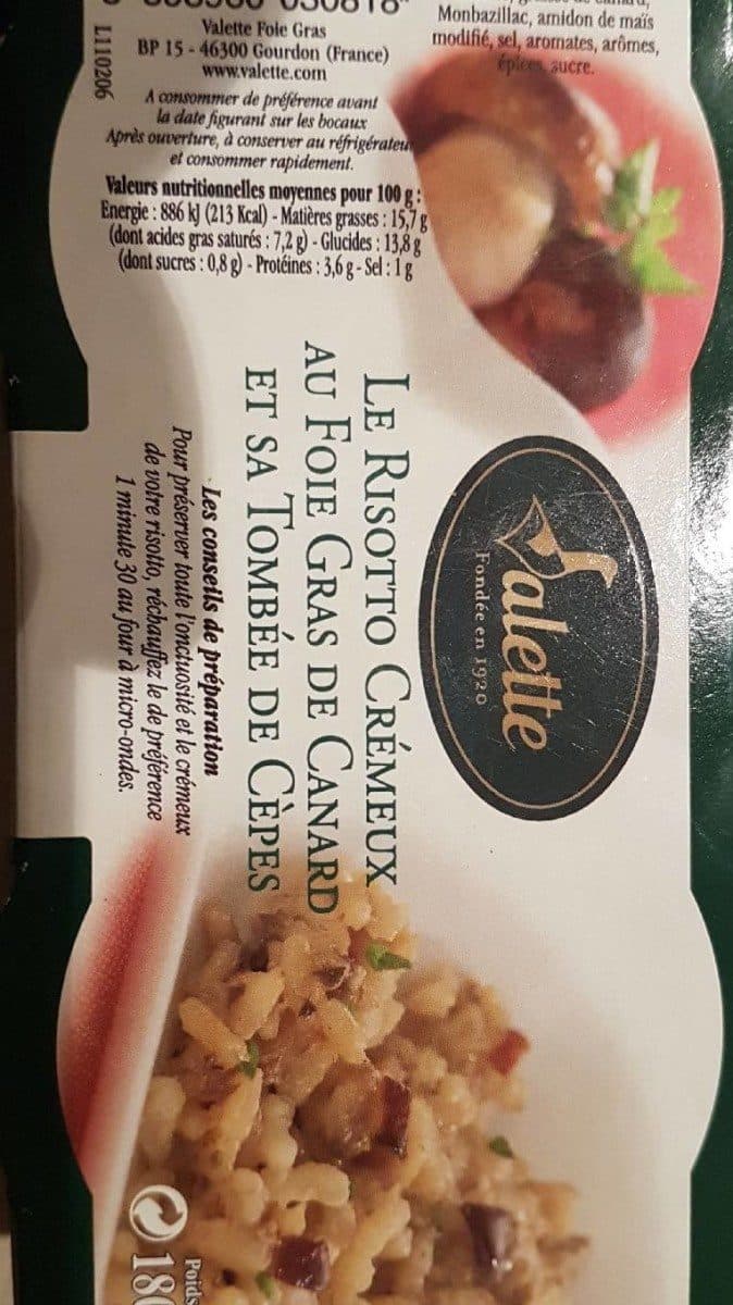 Valette Risotto crémeux au foie gras de canard et sa tombée de cèpes packshot