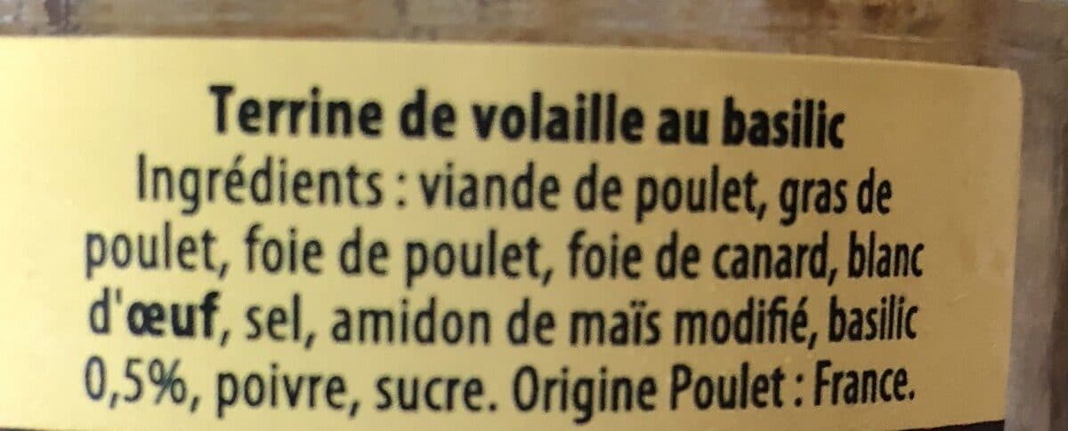 Open Food Facts Le trésor de volaille et basilic packshot