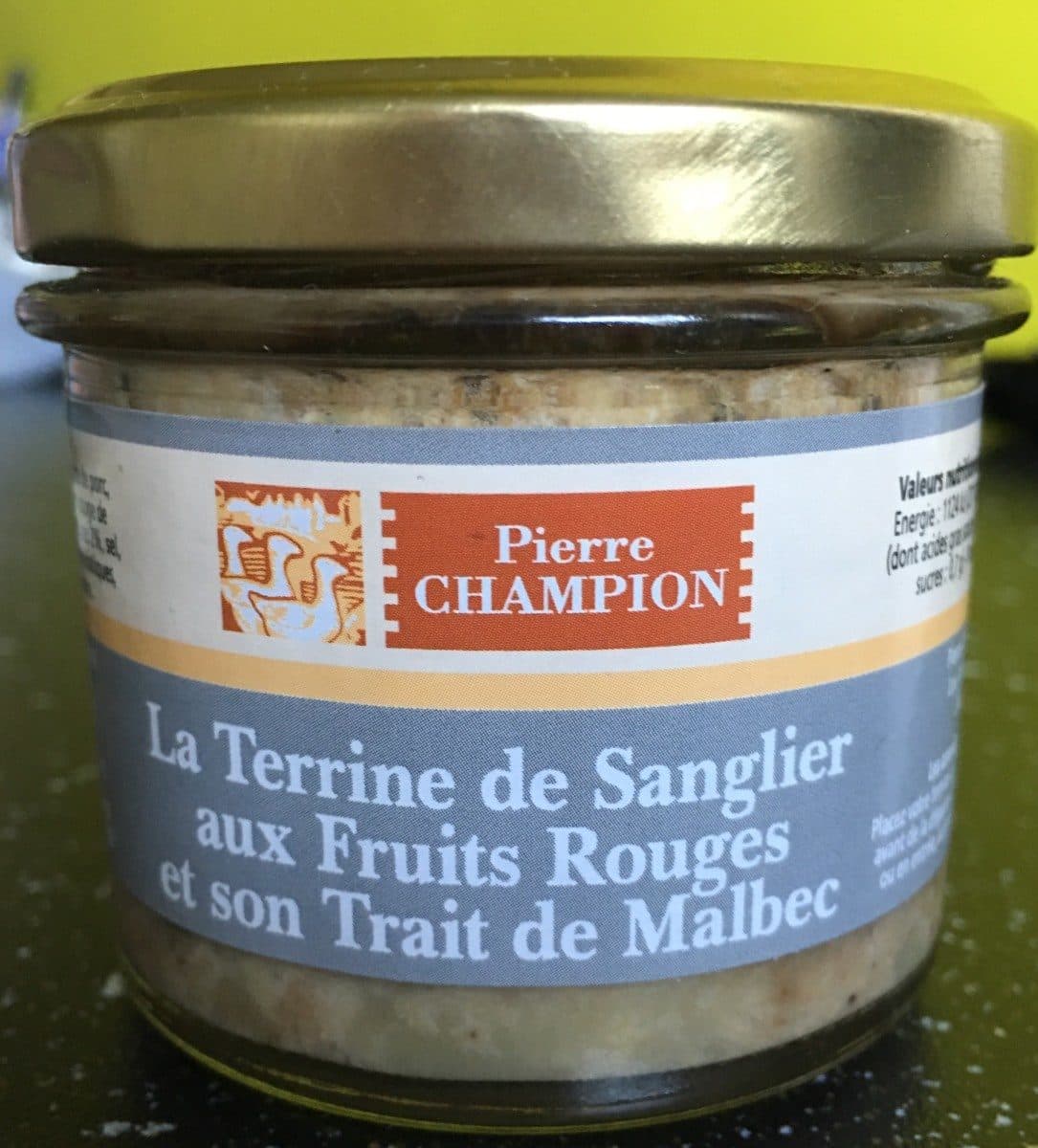 Pierre Champion La terrine de sanglier aux fruits rouges et son trait de Malbec packshot