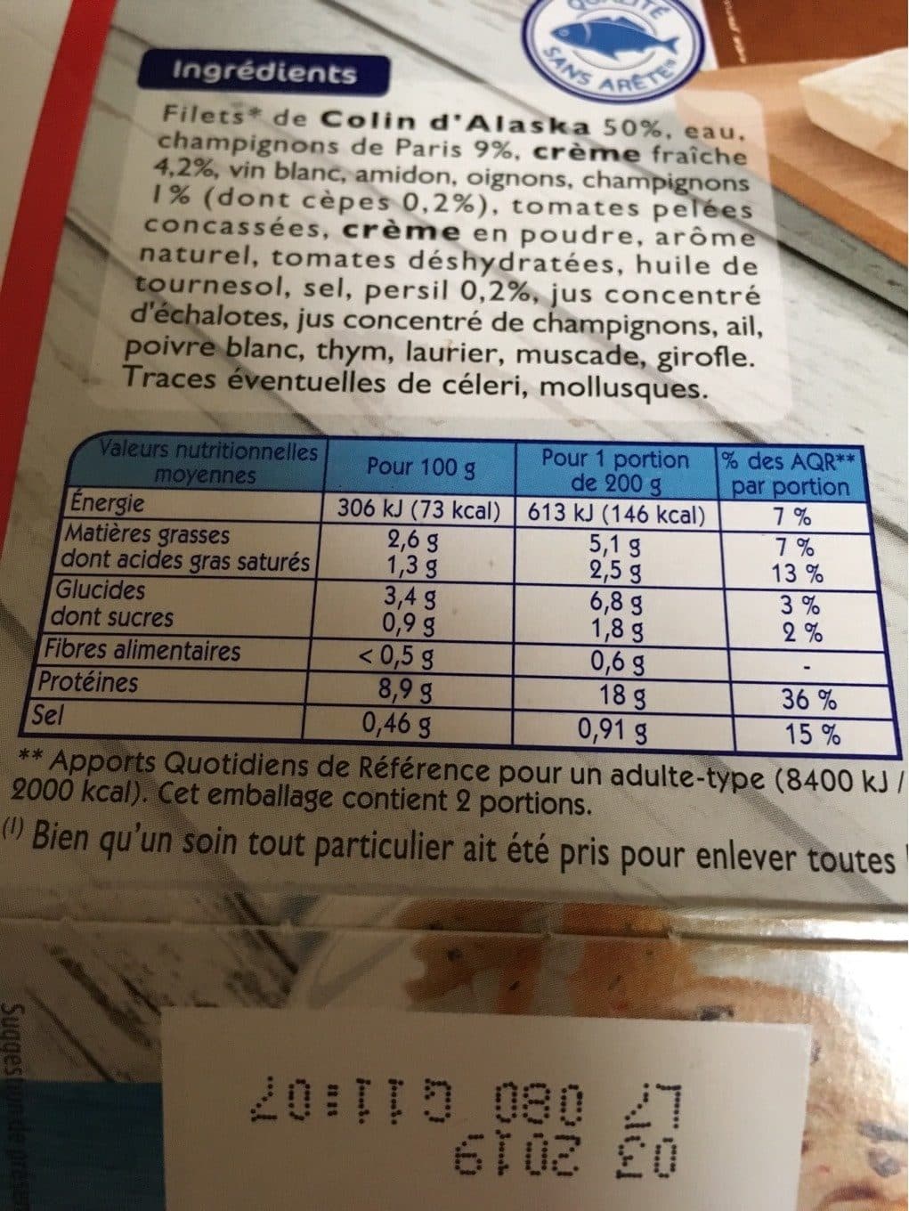 Findus Colin d'Alaska a la Parisienne packshot