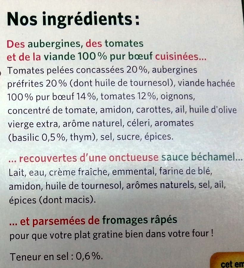 Findus Pur bœuf Moussaka packshot
