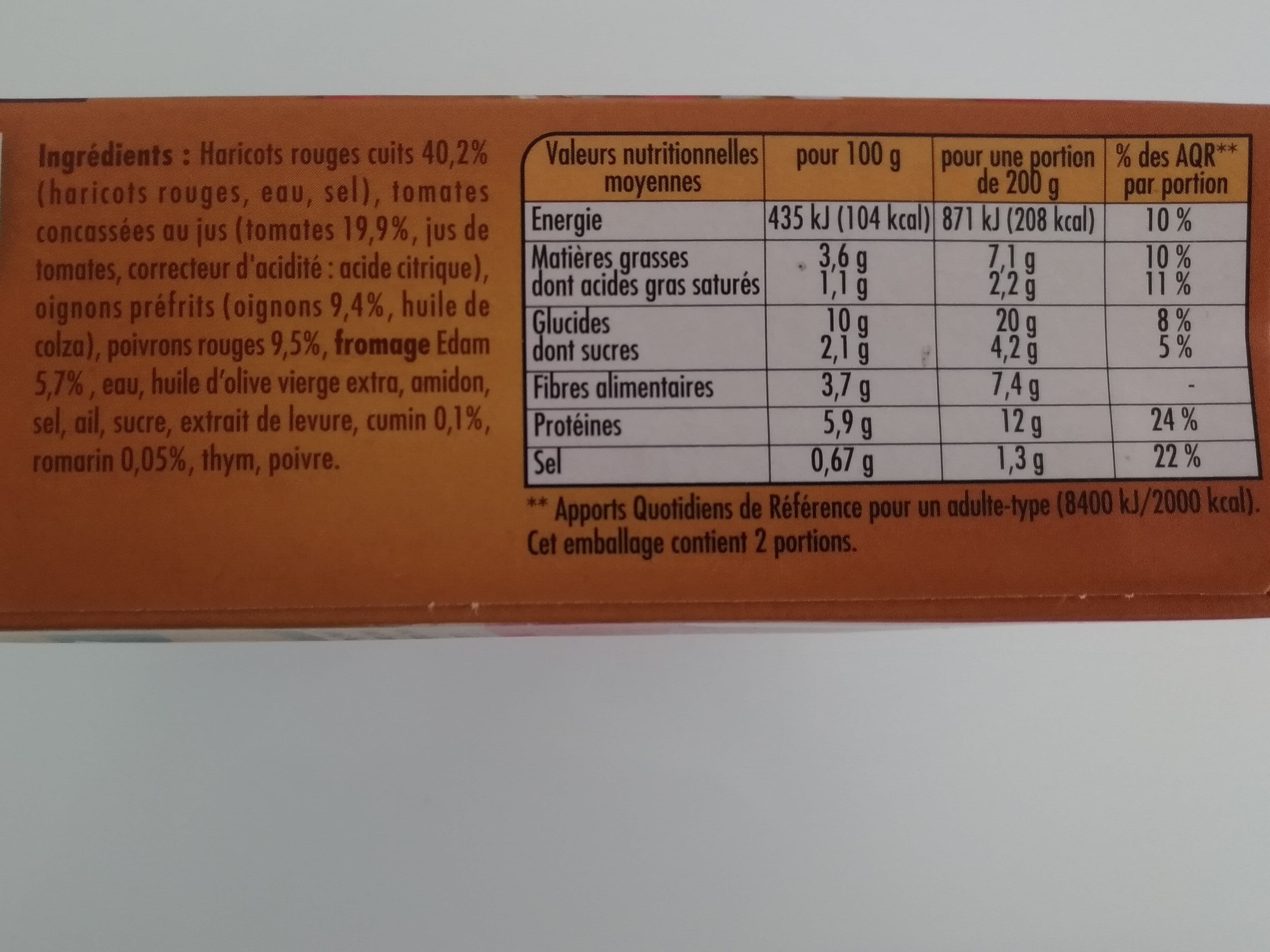 Findus Légumes cuisinés haricots rouges sauce tomate packshot