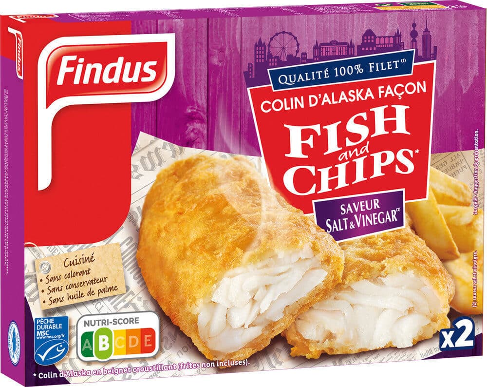 Findus Colin d'Alaska façon Fish and chips saveur Salt & Vinegar packshot