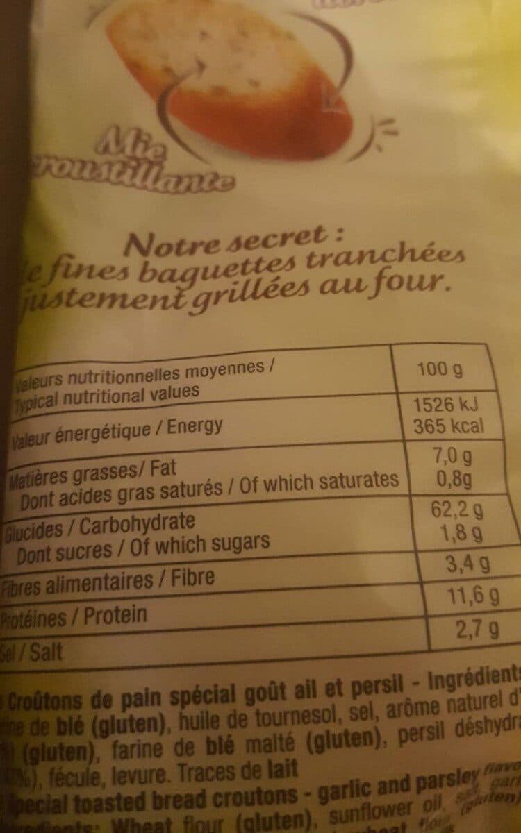 tipiak Croûtons de pain frottés à l'ail au persil packshot