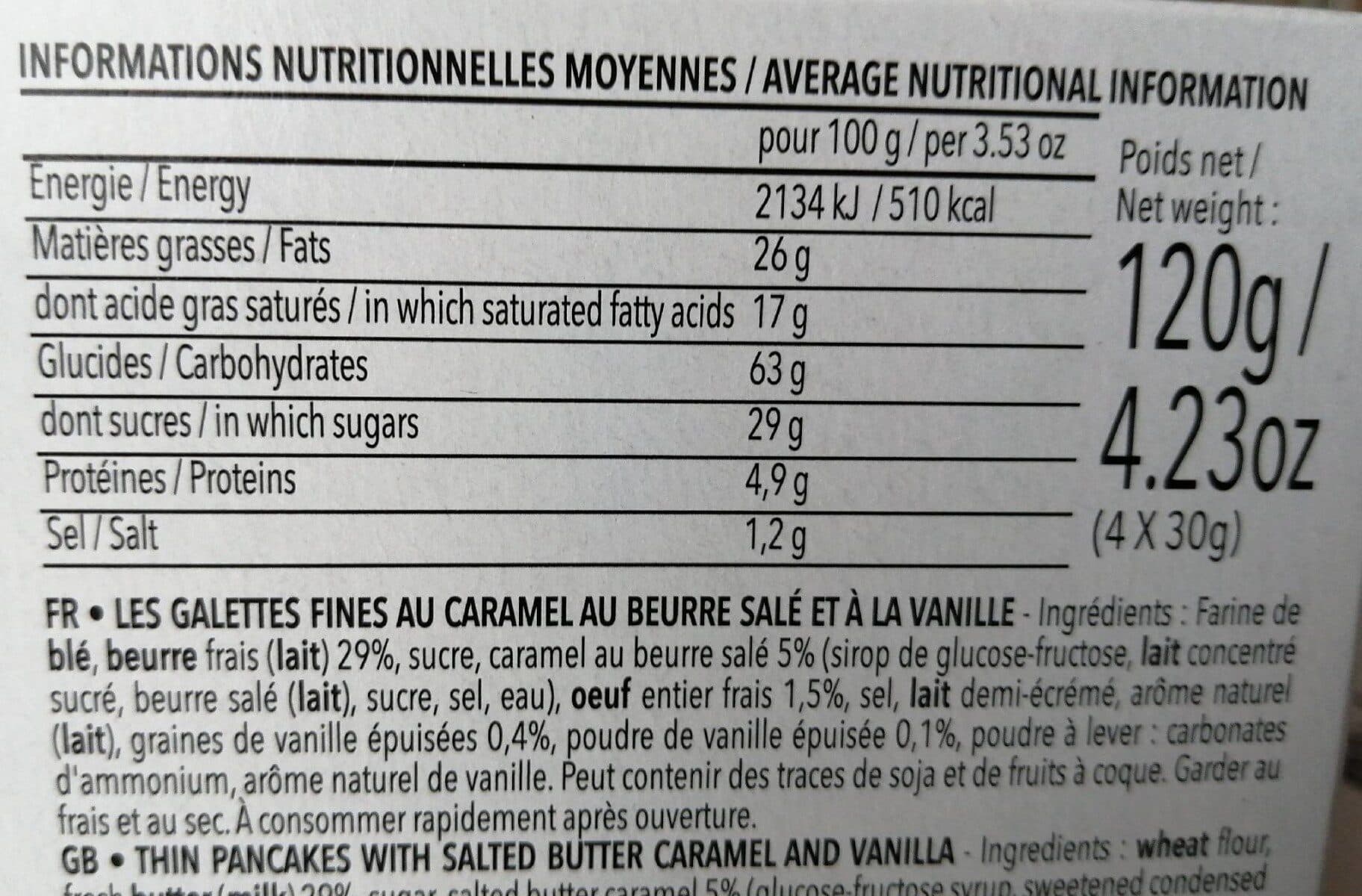 Open Food Facts Galette fines au caramel beurre salé et à la vanille packshot