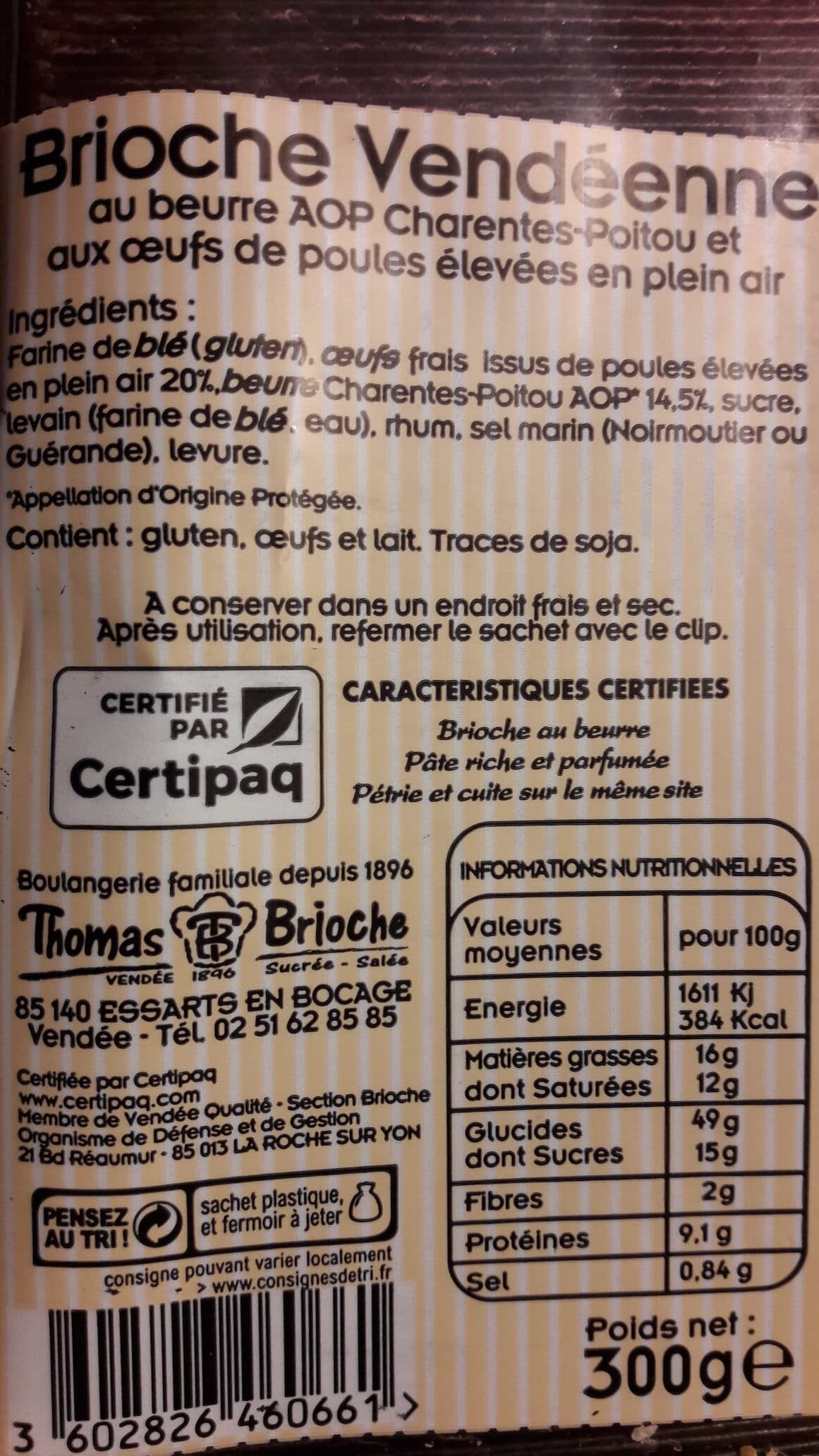 Brioches & Viennoiserie THOMAS Brioche Vendéenne Pur Beurre packshot