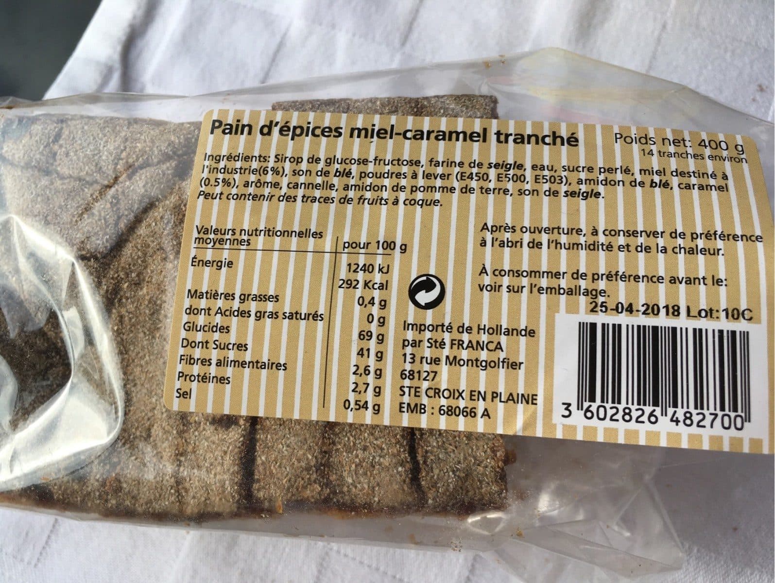 Open Food Facts pain d'epices miel-caramel tranché packshot