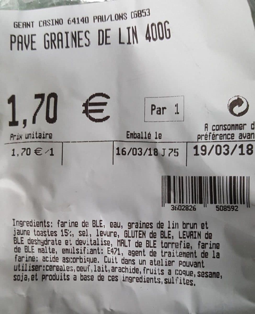 Casino Pavé graines de lin 400g packshot