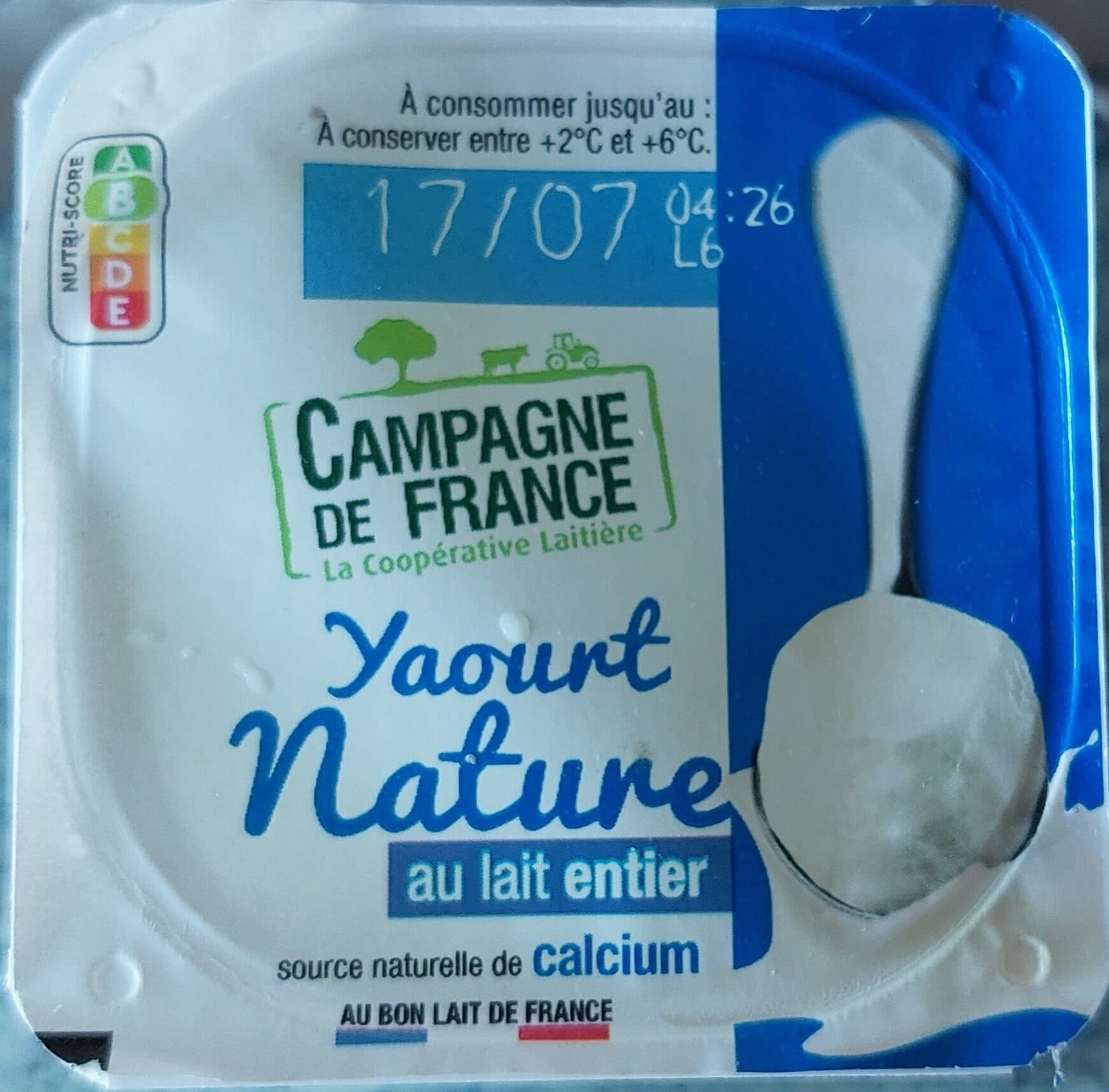 Campagne De France - La coopérative laitière Yaourt Nature au Lait Entier packshot