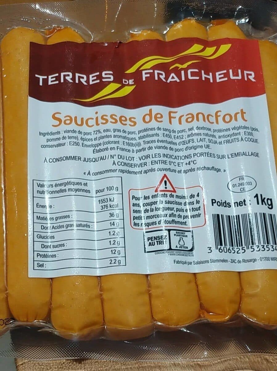 Terres de fraîcheur Saucisses de Francfort packshot